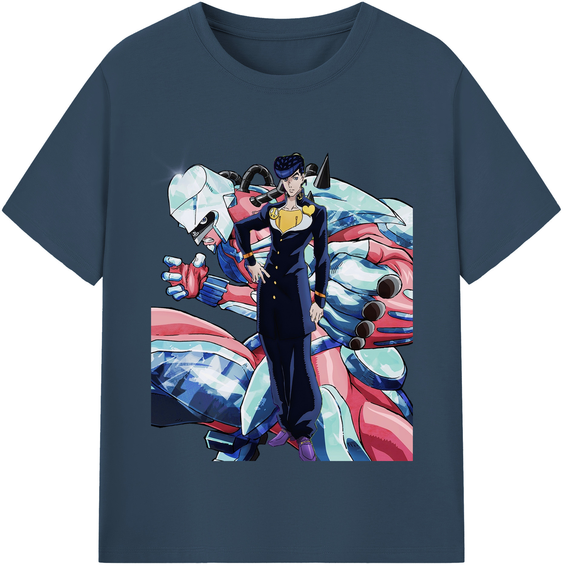 （画像用） ジョジョの奇妙な冒険 ひがしかた じょうすけ JoJo's Bizarre Adventure Higashikata Josuke 綿100％半袖Tシャツ（フロントプリント）
