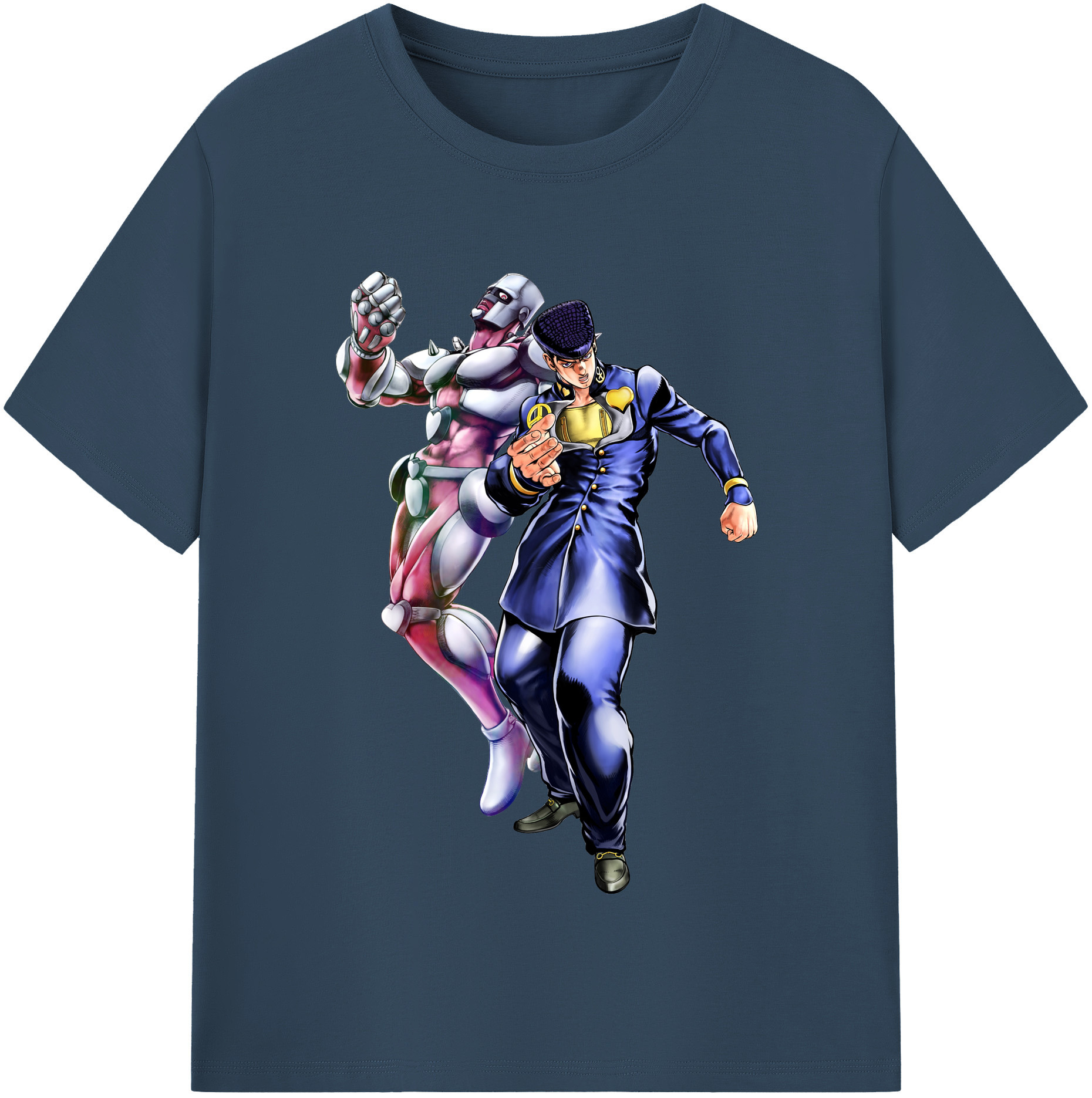 （画像用） ジョジョの奇妙な冒険 ひがしかた じょうすけ JoJo's Bizarre Adventure Higashikata Josuke 綿100％半袖Tシャツ（フロントプリント）