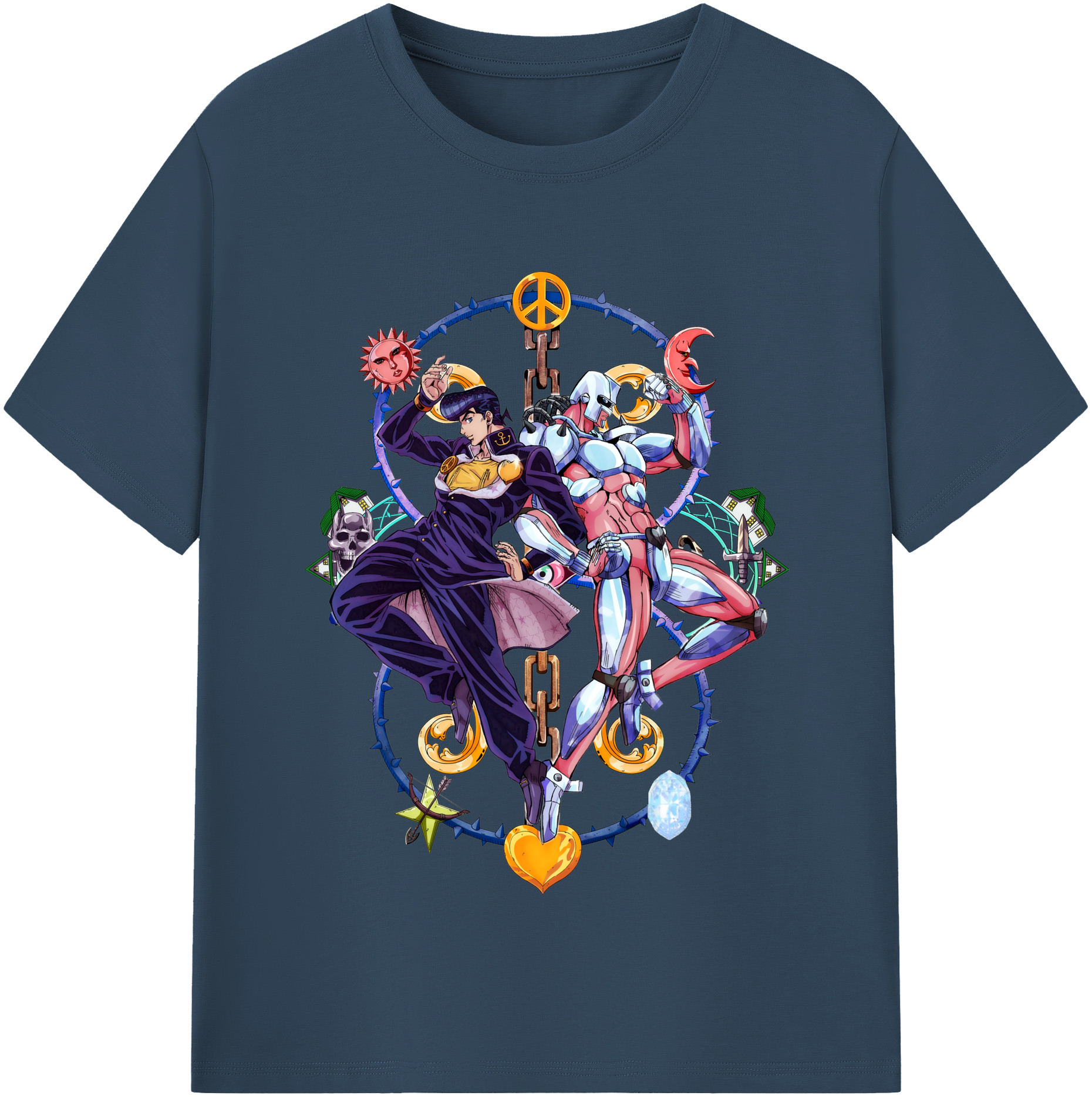 （画像用） ジョジョの奇妙な冒険 ひがしかた じょうすけ JoJo's Bizarre Adventure Higashikata Josuke 綿100％半袖Tシャツ（フロントプリント）