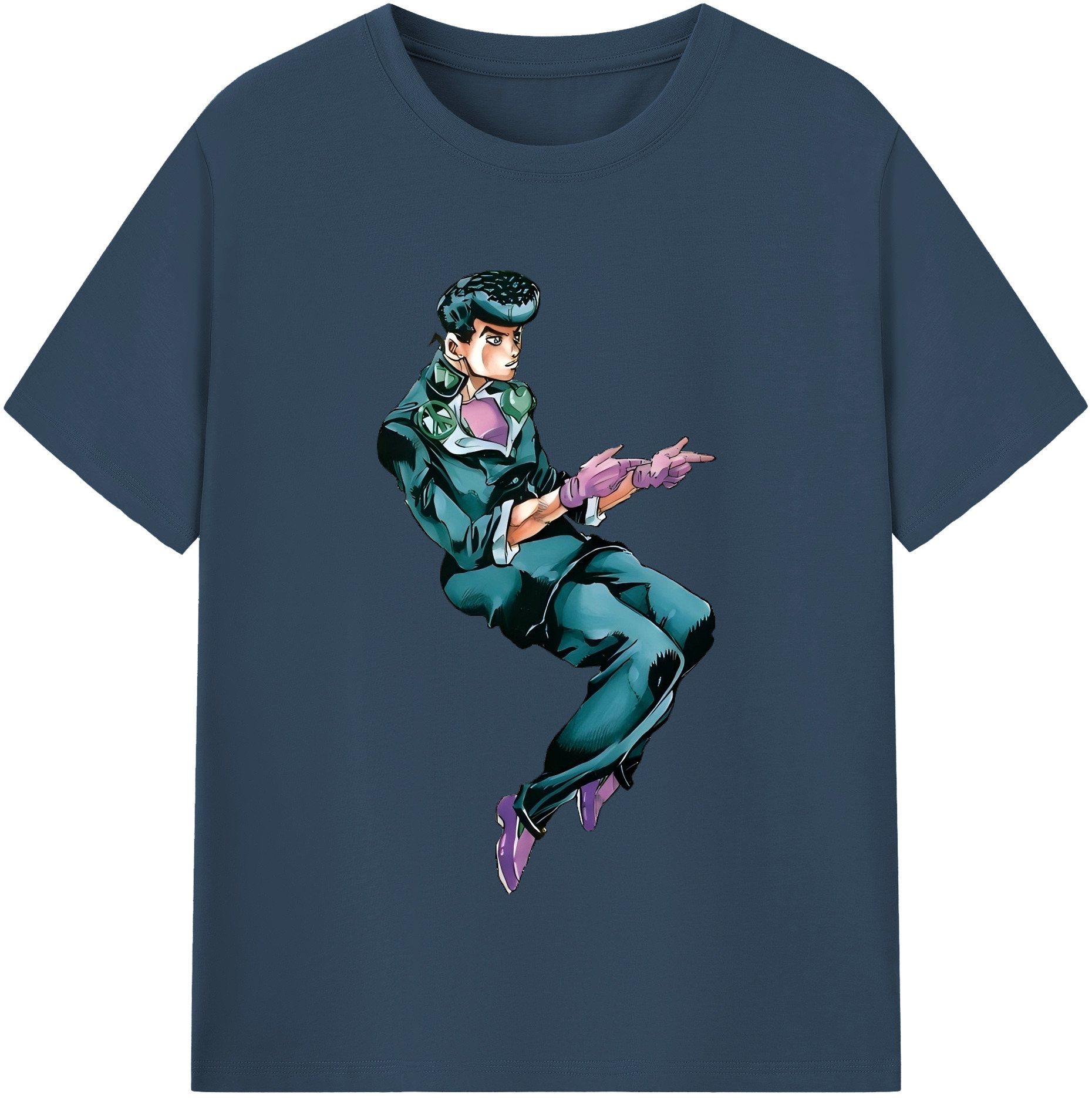 （画像用） ジョジョの奇妙な冒険 ひがしかた じょうすけ JoJo's Bizarre Adventure Higashikata Josuke 綿100％半袖Tシャツ（フロントプリント）