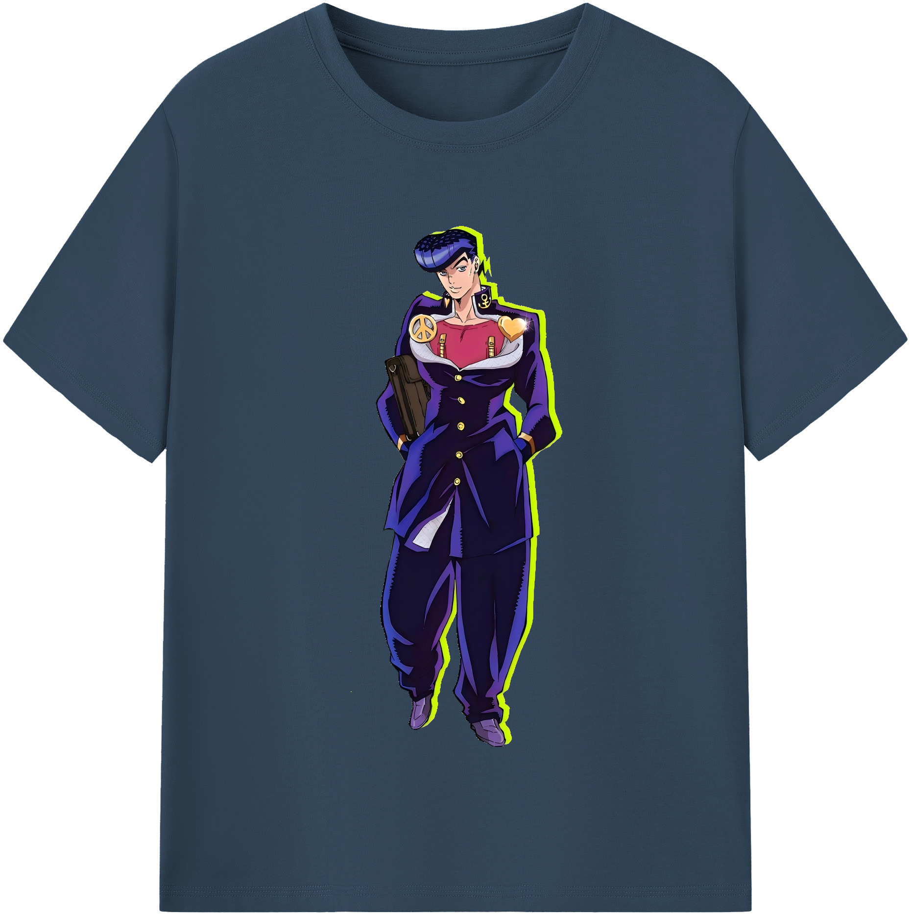 （画像用） ジョジョの奇妙な冒険 ひがしかた じょうすけ JoJo's Bizarre Adventure Higashikata Josuke 綿100％半袖Tシャツ（フロントプリント）
