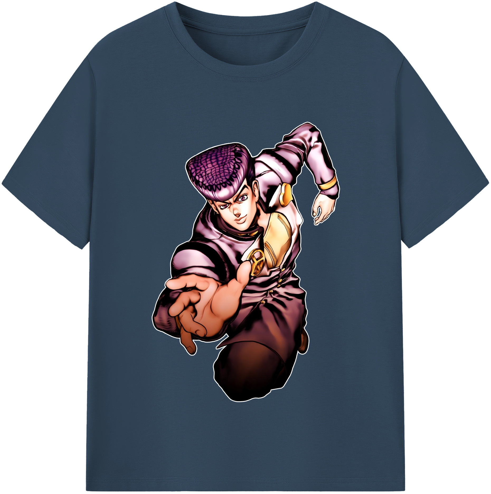 （画像用） ジョジョの奇妙な冒険 ひがしかた じょうすけ JoJo's Bizarre Adventure Higashikata Josuke 綿100％半袖Tシャツ（フロントプリント）