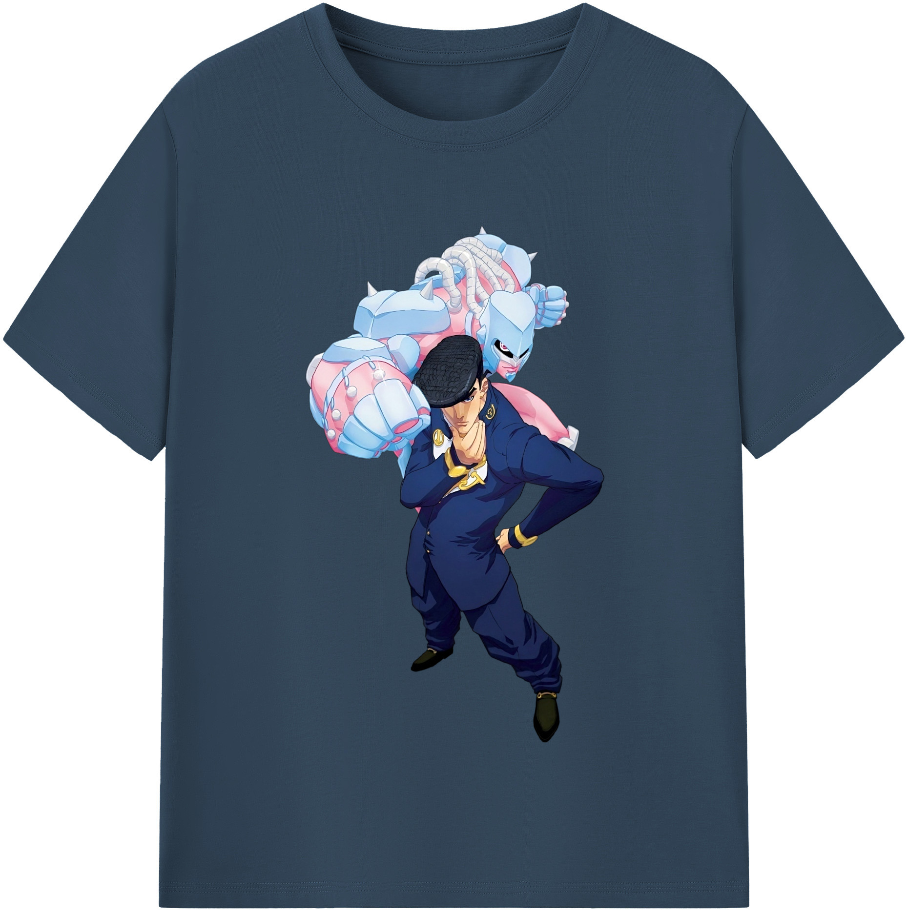 （画像用） ジョジョの奇妙な冒険 ひがしかた じょうすけ JoJo's Bizarre Adventure Higashikata Josuke 綿100％半袖Tシャツ（フロントプリント）