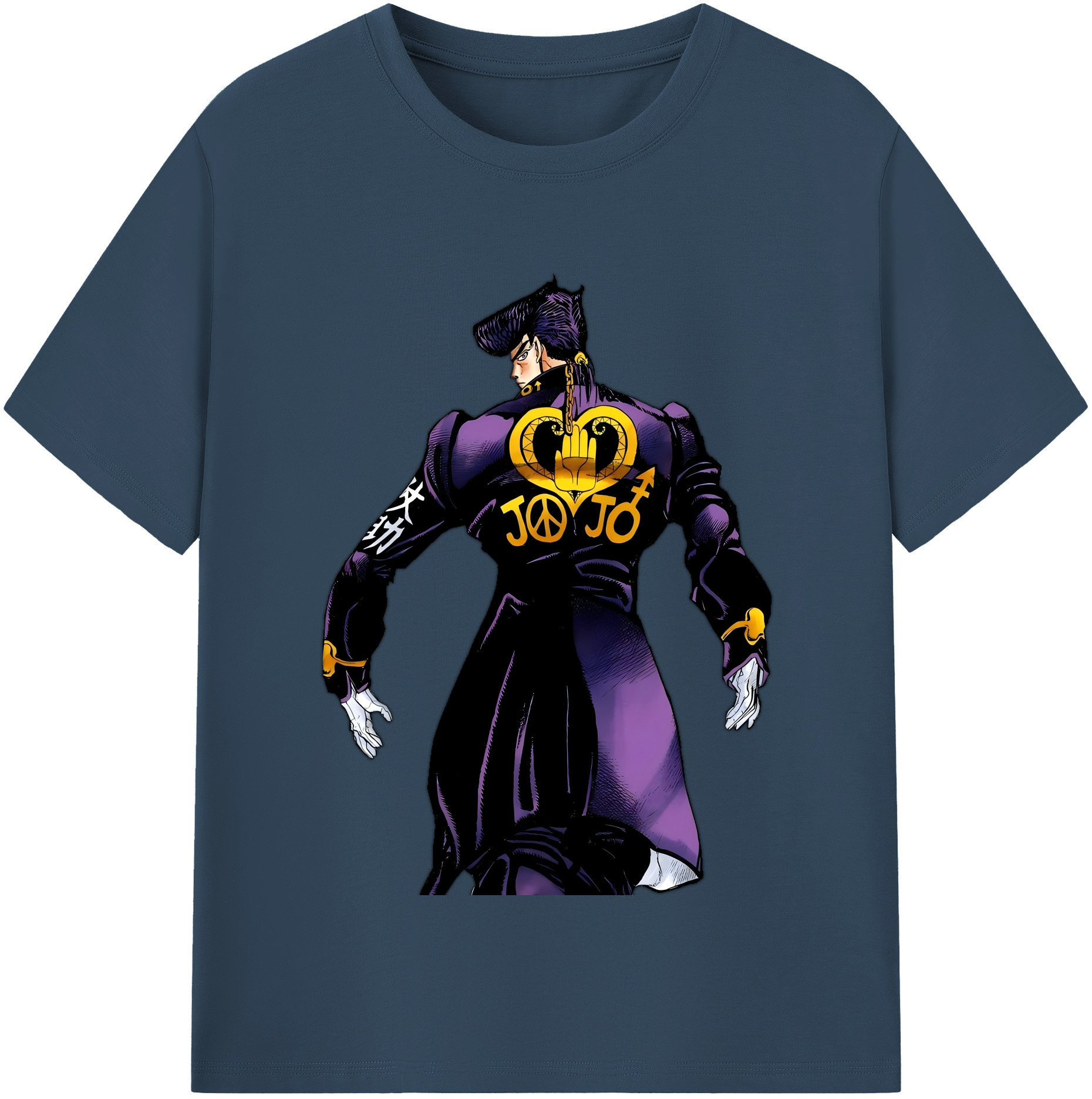 （画像用） ジョジョの奇妙な冒険 ひがしかた じょうすけ JoJo's Bizarre Adventure Higashikata Josuke 綿100％半袖Tシャツ（フロントプリント）