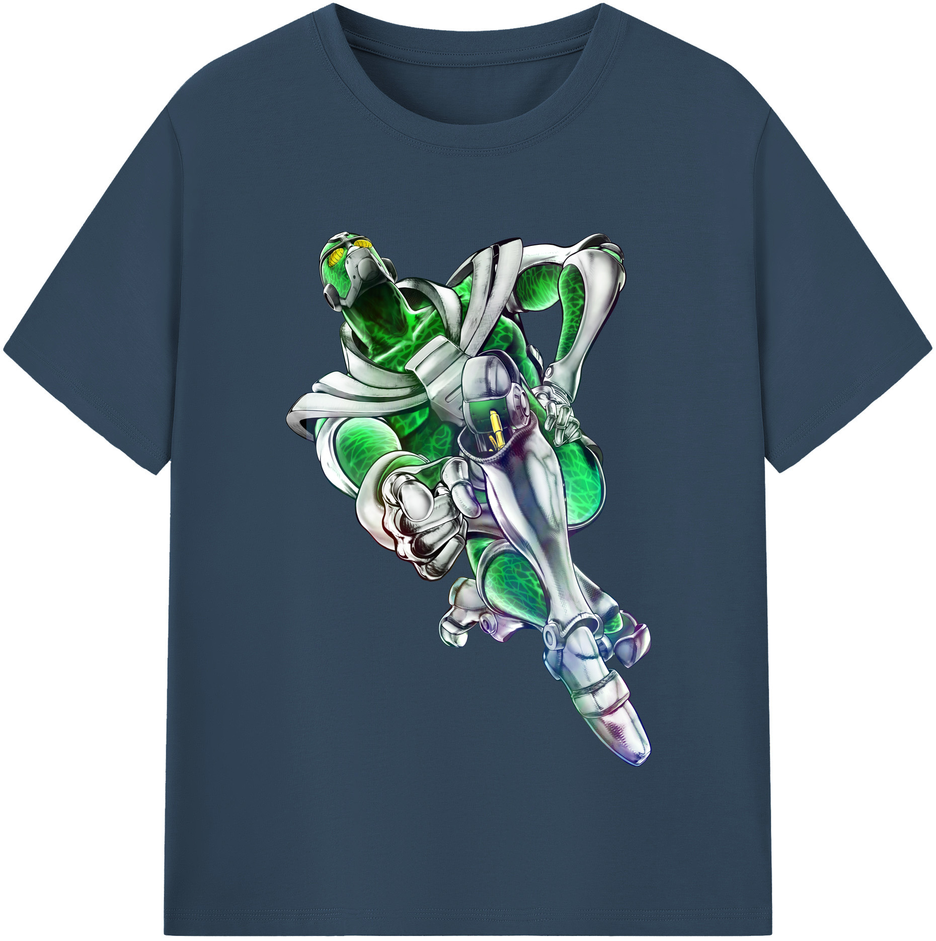 （画像用） ジョジョの奇妙な冒険 花京院 典明（かきょういん のりあき） JoJo's Bizarre Adventure Kakyoin Noriaki 綿100％半袖Tシャツ（フロントプリント）