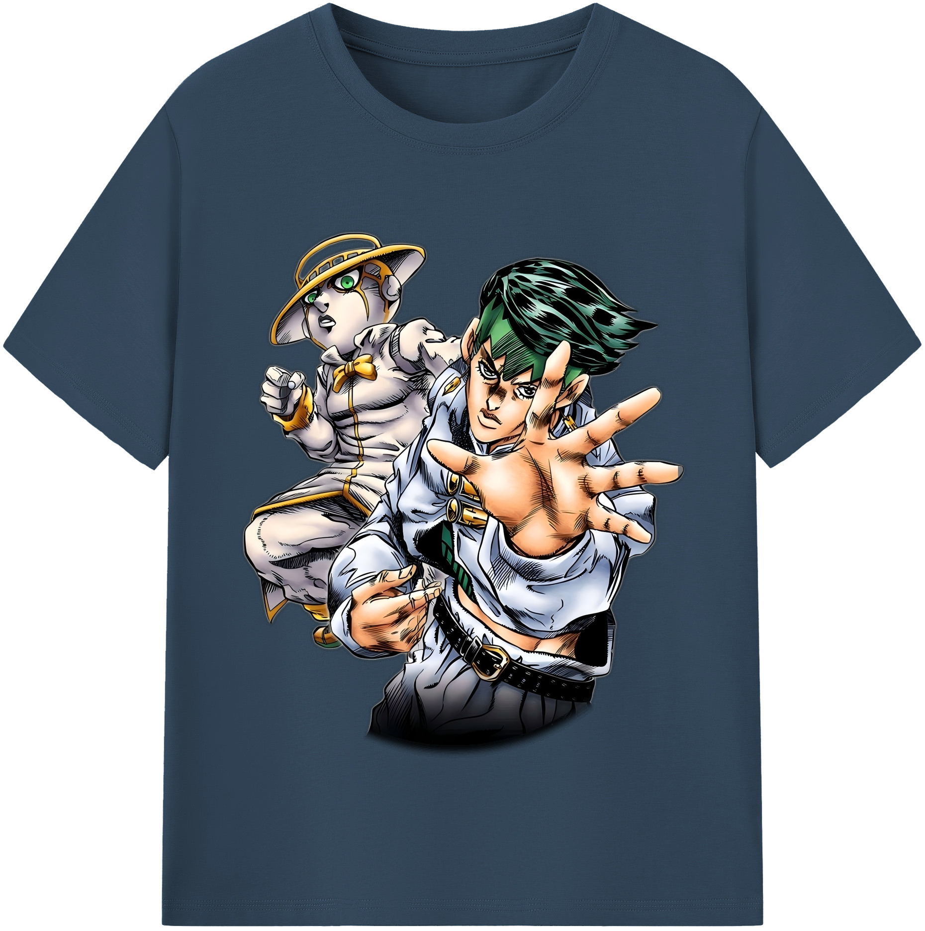（画像用） ジョジョの奇妙な冒険 岸辺 露伴（きしべ ろはん） JoJo's Bizarre Adventure Rohan Kishibe 綿100％半袖Tシャツ（フロントプリント）