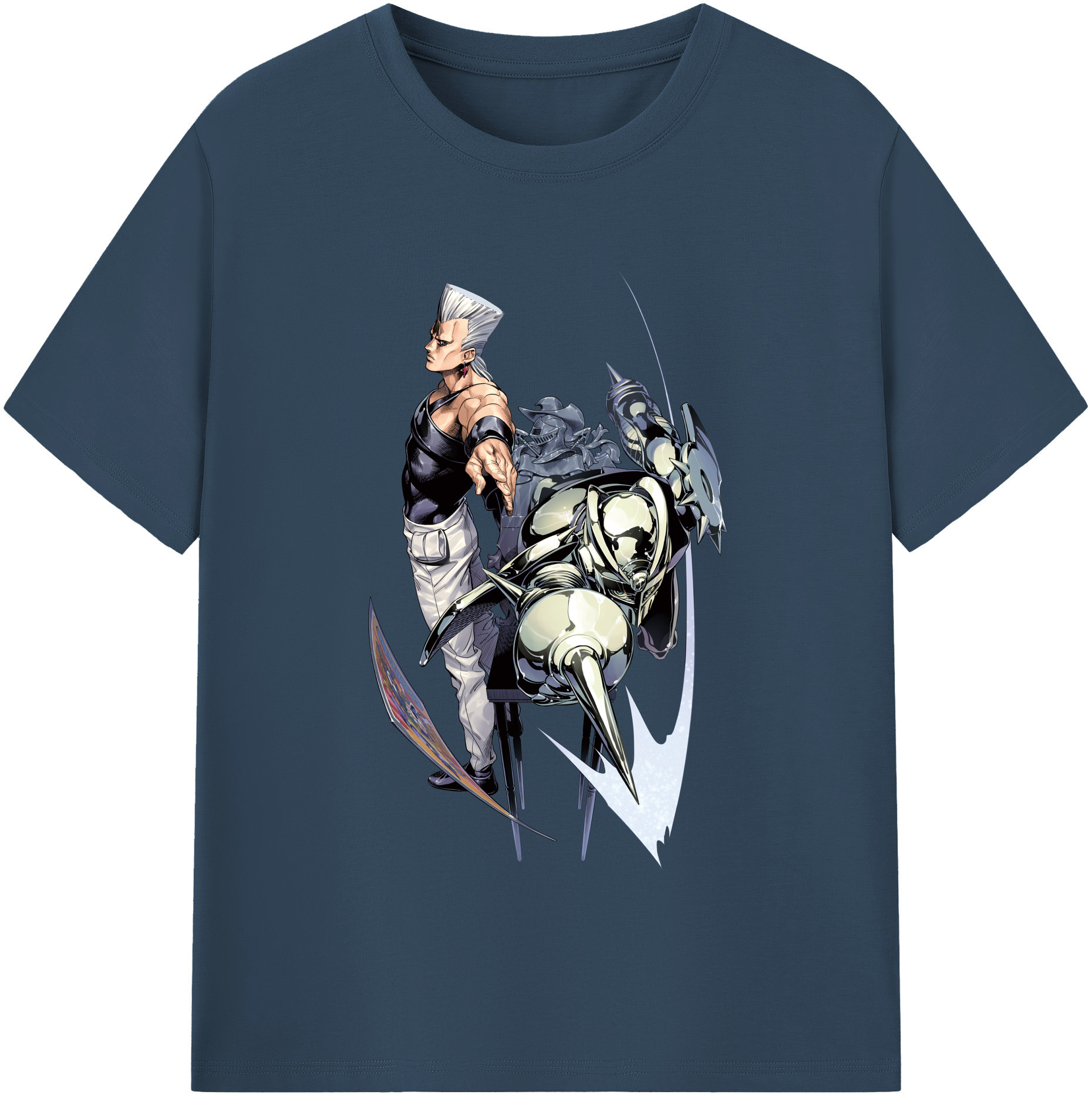 （画像用） ジョジョの奇妙な冒険 ジャン＝ピエール?ポルナレフ JoJo's Bizarre Adventure Jan Pierre Polnareff 綿100％半袖Tシャツ（フロントプリント）