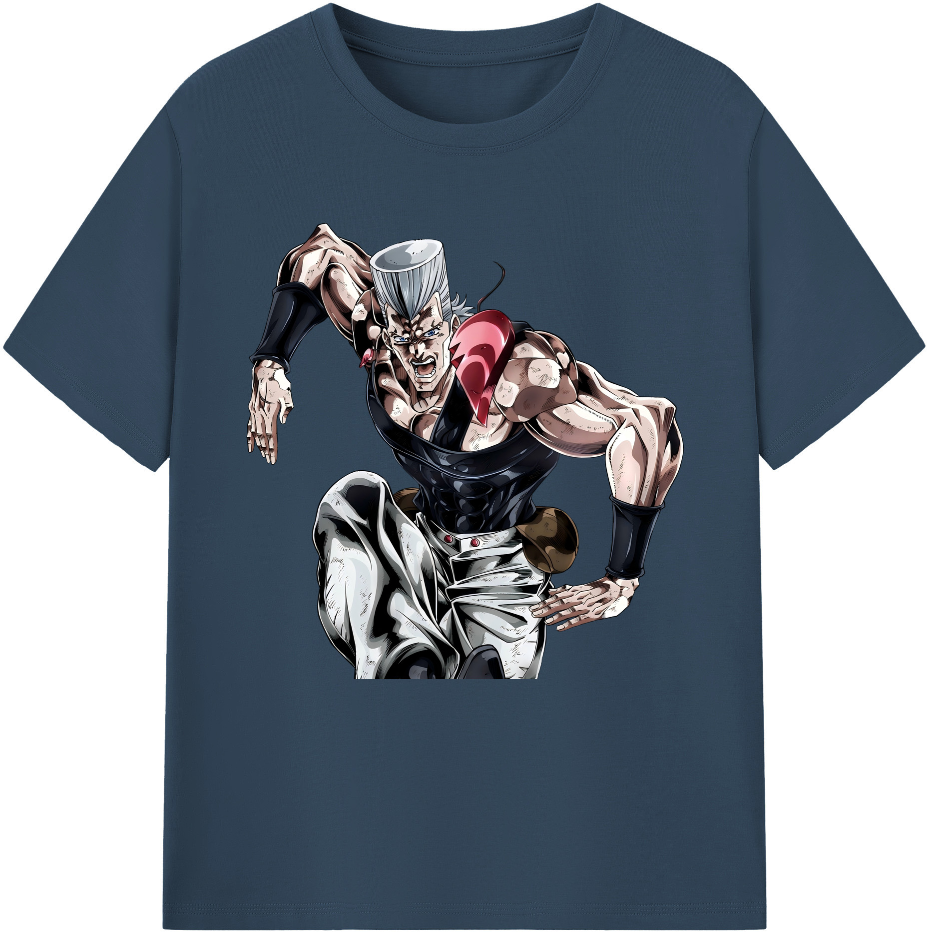 （画像用） ジョジョの奇妙な冒険 ジャン＝ピエール?ポルナレフ JoJo's Bizarre Adventure Jan Pierre Polnareff 綿100％半袖Tシャツ（フロントプリント）