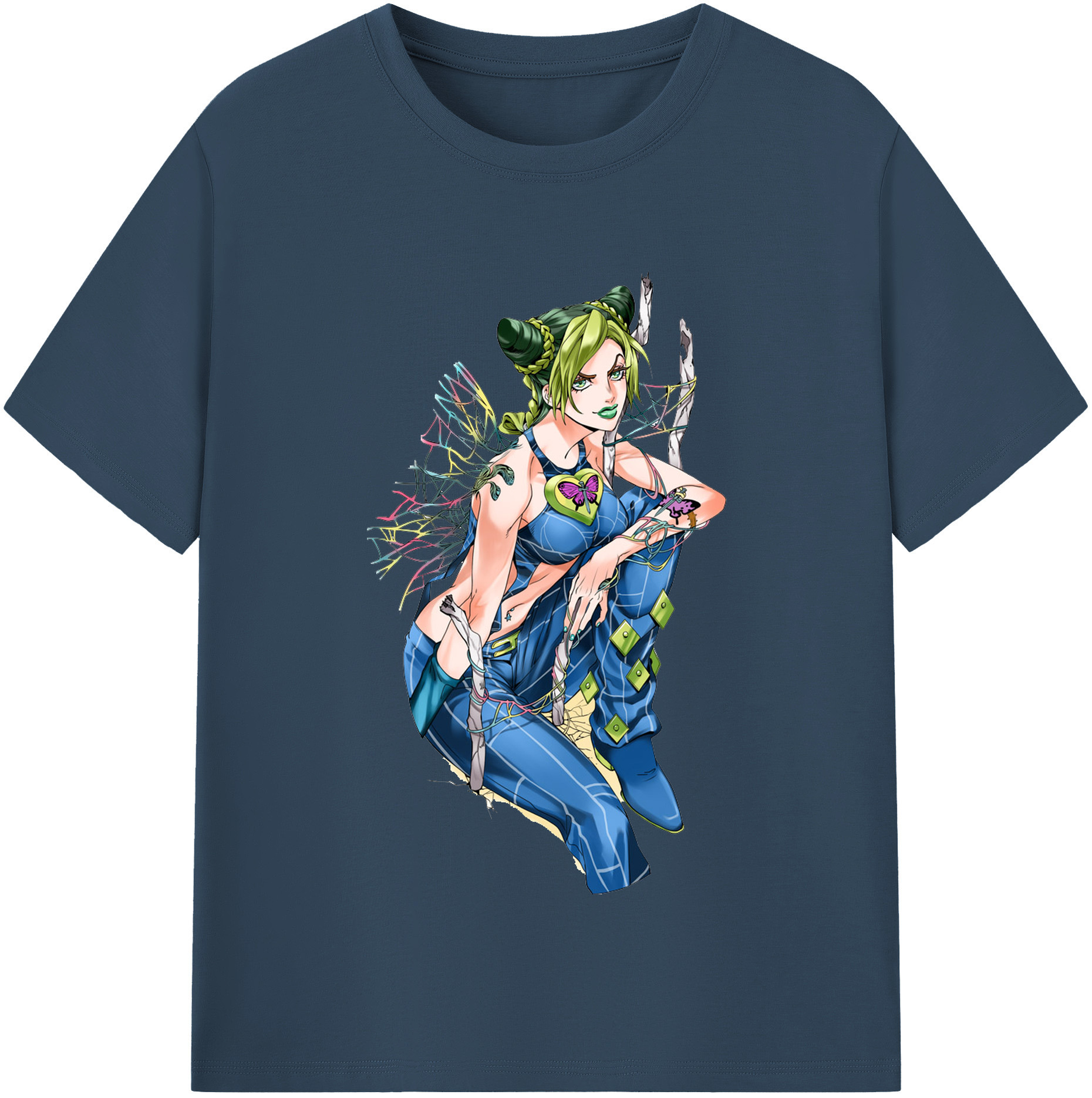 （画像用） "ジョジョの奇妙な冒険 くうじょう ジョリーン JoJo's Bizarre Adventure Jolyne Cujoh " 綿100％半袖Tシャツ（フロントプリント）
