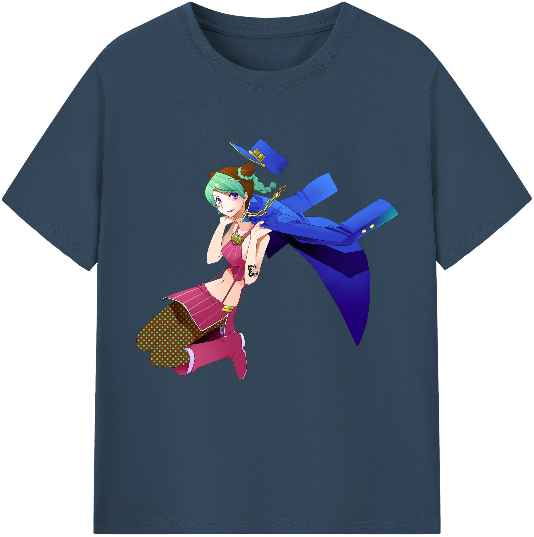（画像用） "ジョジョの奇妙な冒険 くうじょう ジョリーン JoJo's Bizarre Adventure Jolyne Cujoh " 綿100％半袖Tシャツ（フロントプリント）