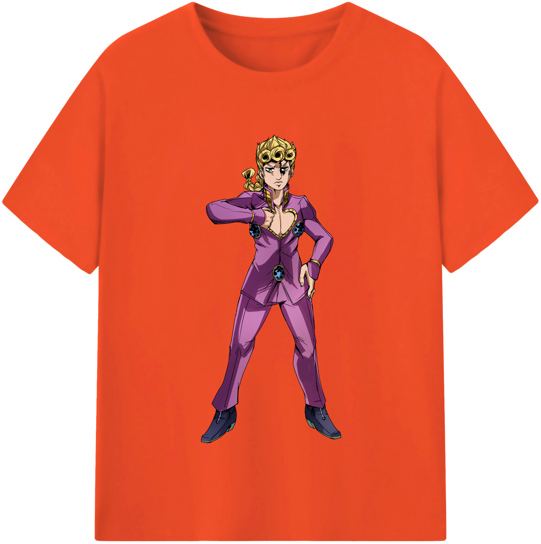 （画像用） ジョジョの奇妙な冒険 ジョルノ?ジョバァーナ JoJo's Bizarre Adventure Giorno Giovanna 綿100％半袖Tシャツ（フロントプリント）