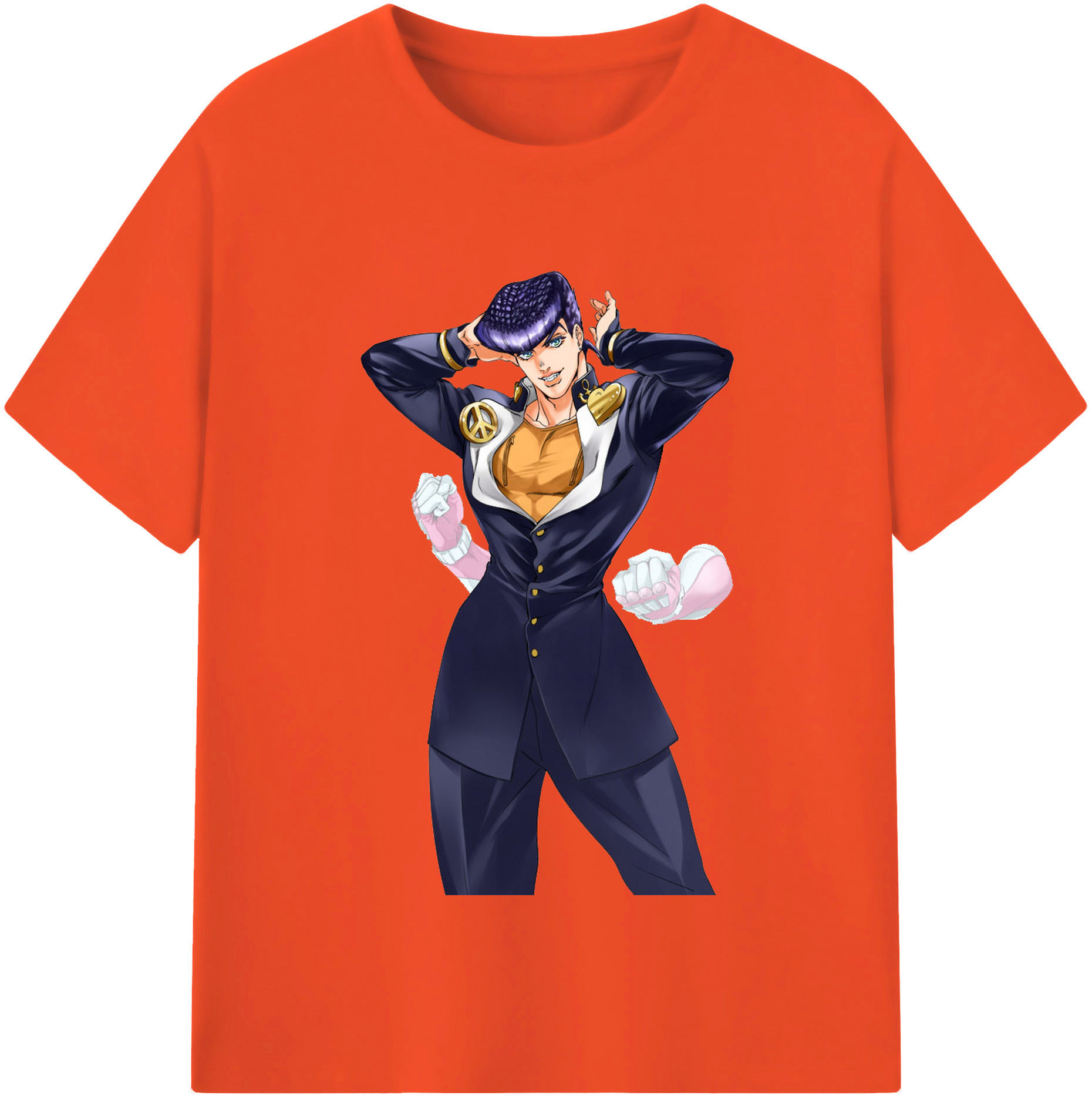（画像用） ジョジョの奇妙な冒険 ひがしかた じょうすけ JoJo's Bizarre Adventure Higashikata Josuke 綿100％半袖Tシャツ（フロントプリント）