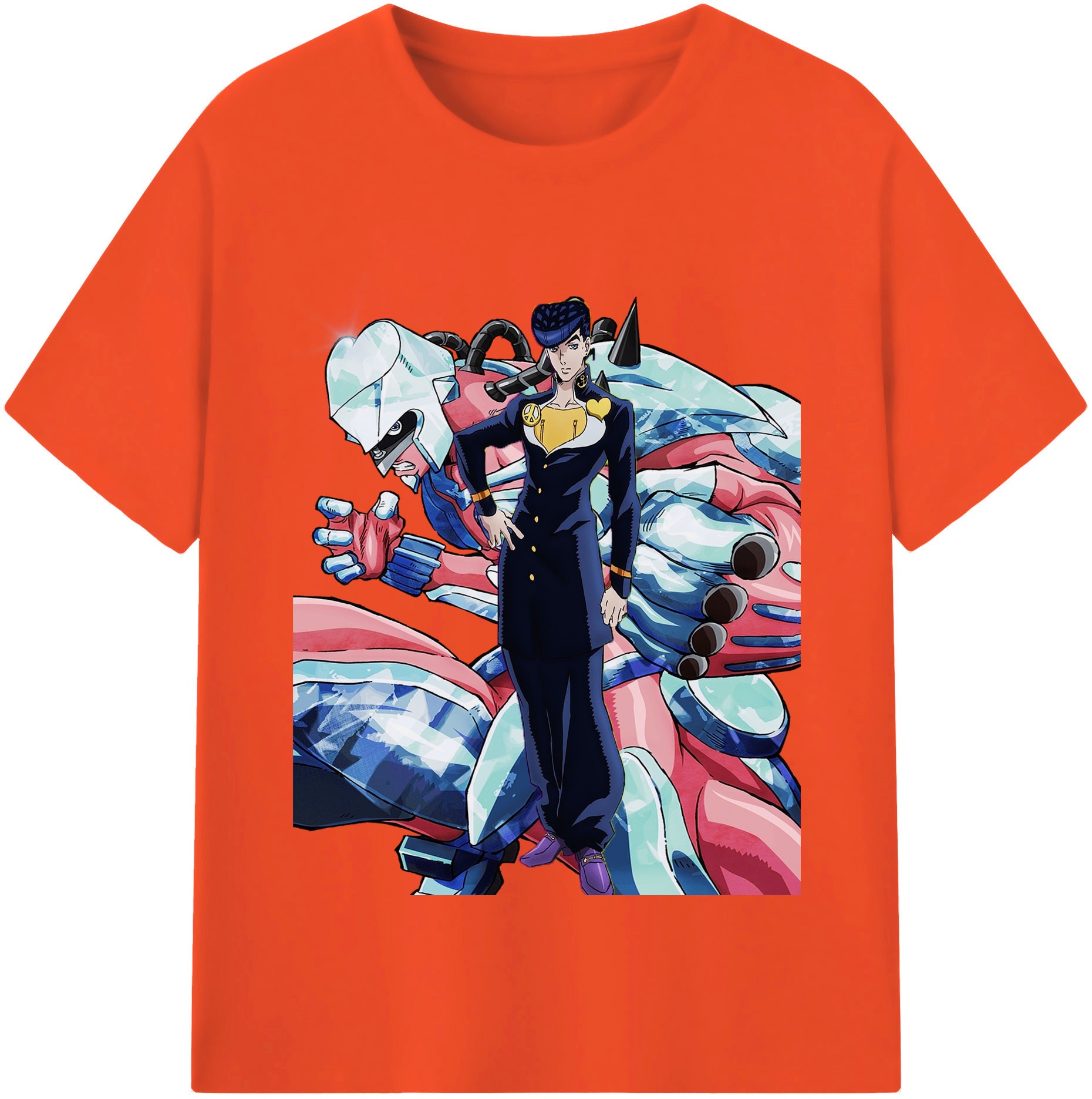 （画像用） ジョジョの奇妙な冒険 ひがしかた じょうすけ JoJo's Bizarre Adventure Higashikata Josuke 綿100％半袖Tシャツ（フロントプリント）