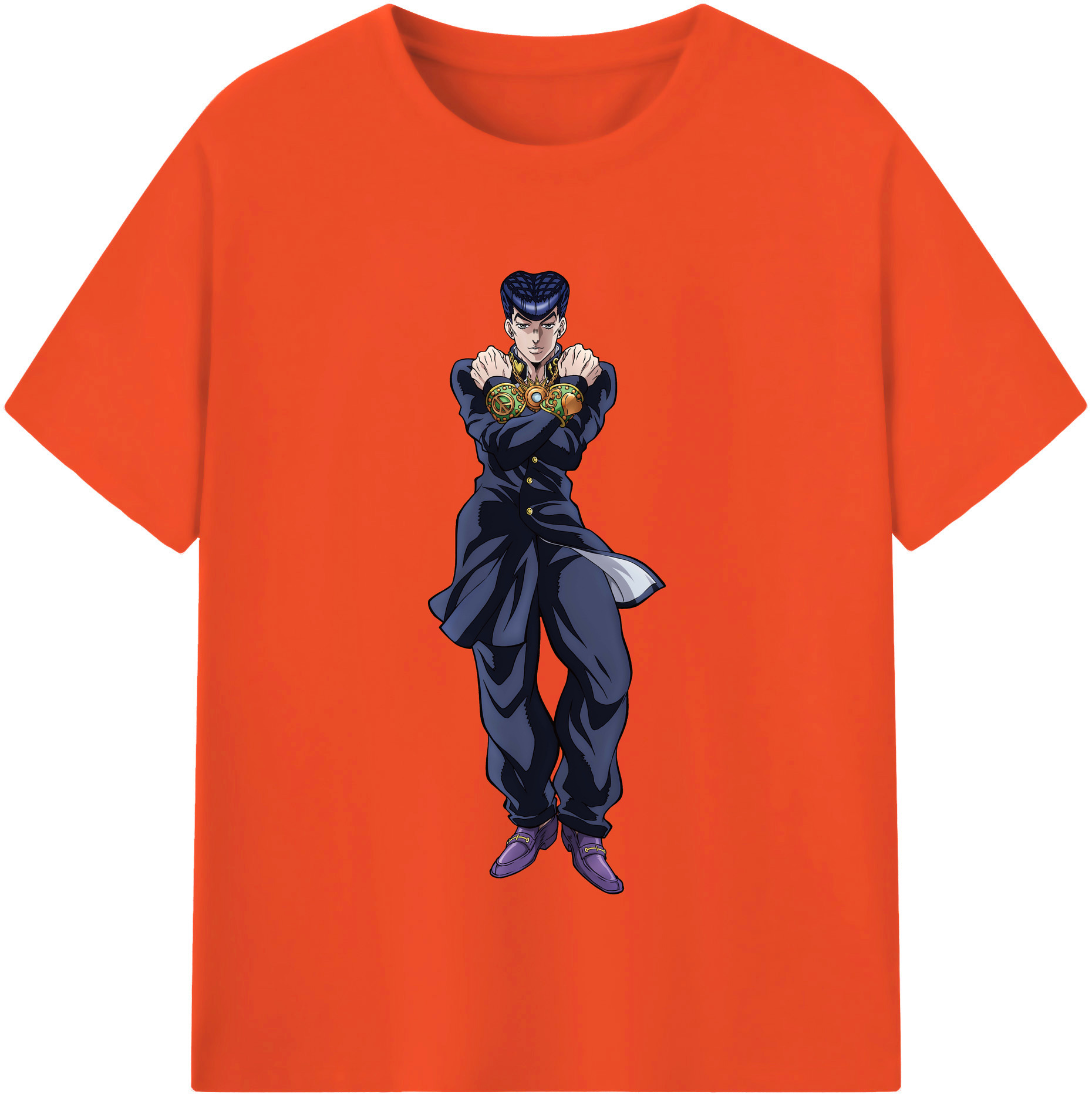（画像用） ジョジョの奇妙な冒険 ひがしかた じょうすけ JoJo's Bizarre Adventure Higashikata Josuke 綿100％半袖Tシャツ（フロントプリント）