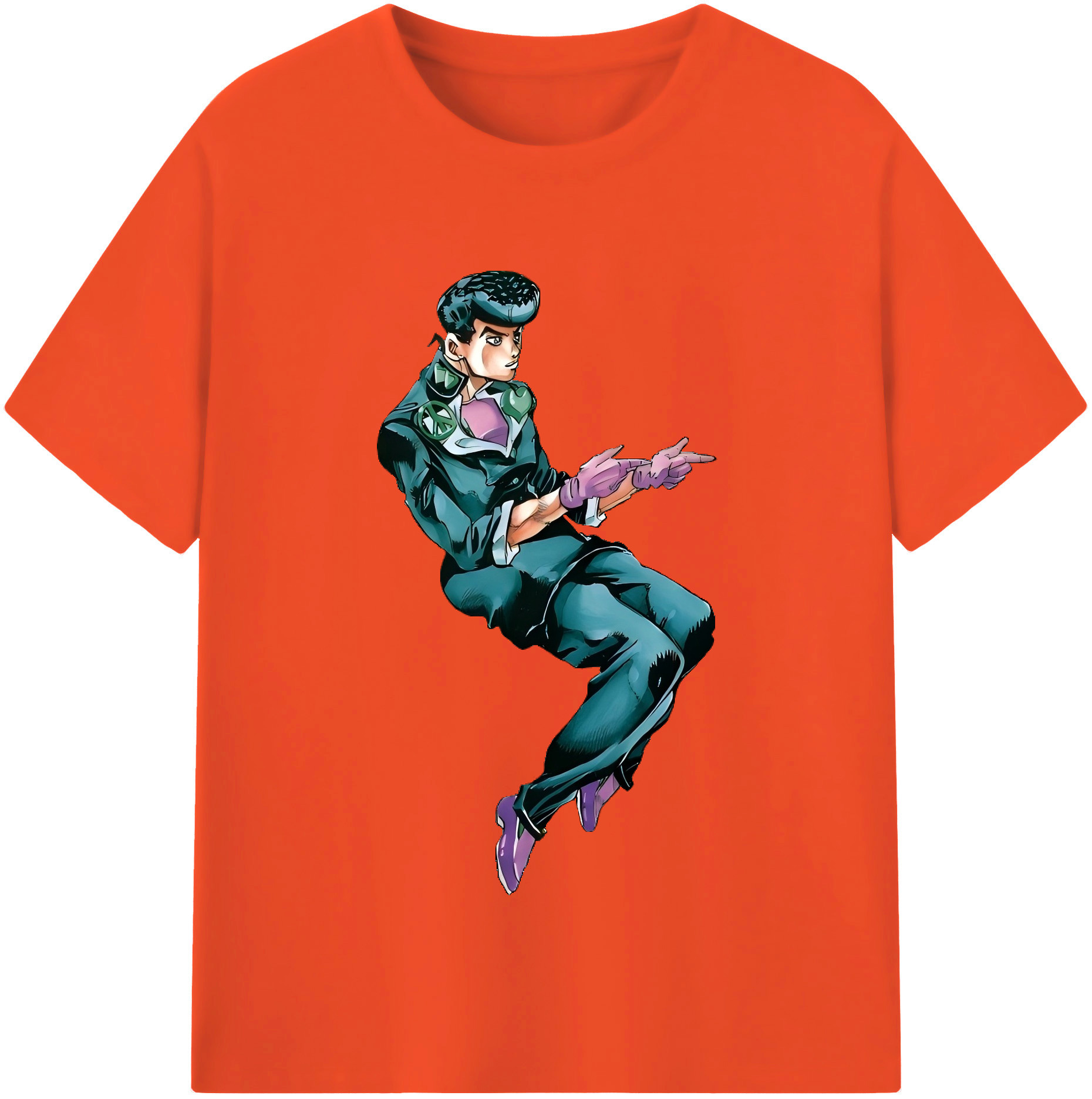 （画像用） ジョジョの奇妙な冒険 ひがしかた じょうすけ JoJo's Bizarre Adventure Higashikata Josuke 綿100％半袖Tシャツ（フロントプリント）