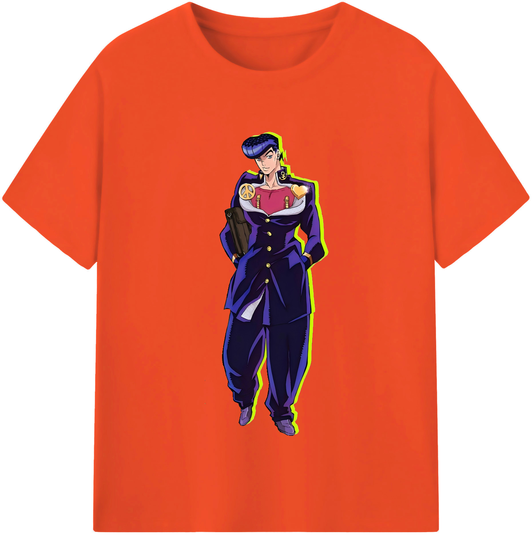 （画像用） ジョジョの奇妙な冒険 ひがしかた じょうすけ JoJo's Bizarre Adventure Higashikata Josuke 綿100％半袖Tシャツ（フロントプリント）