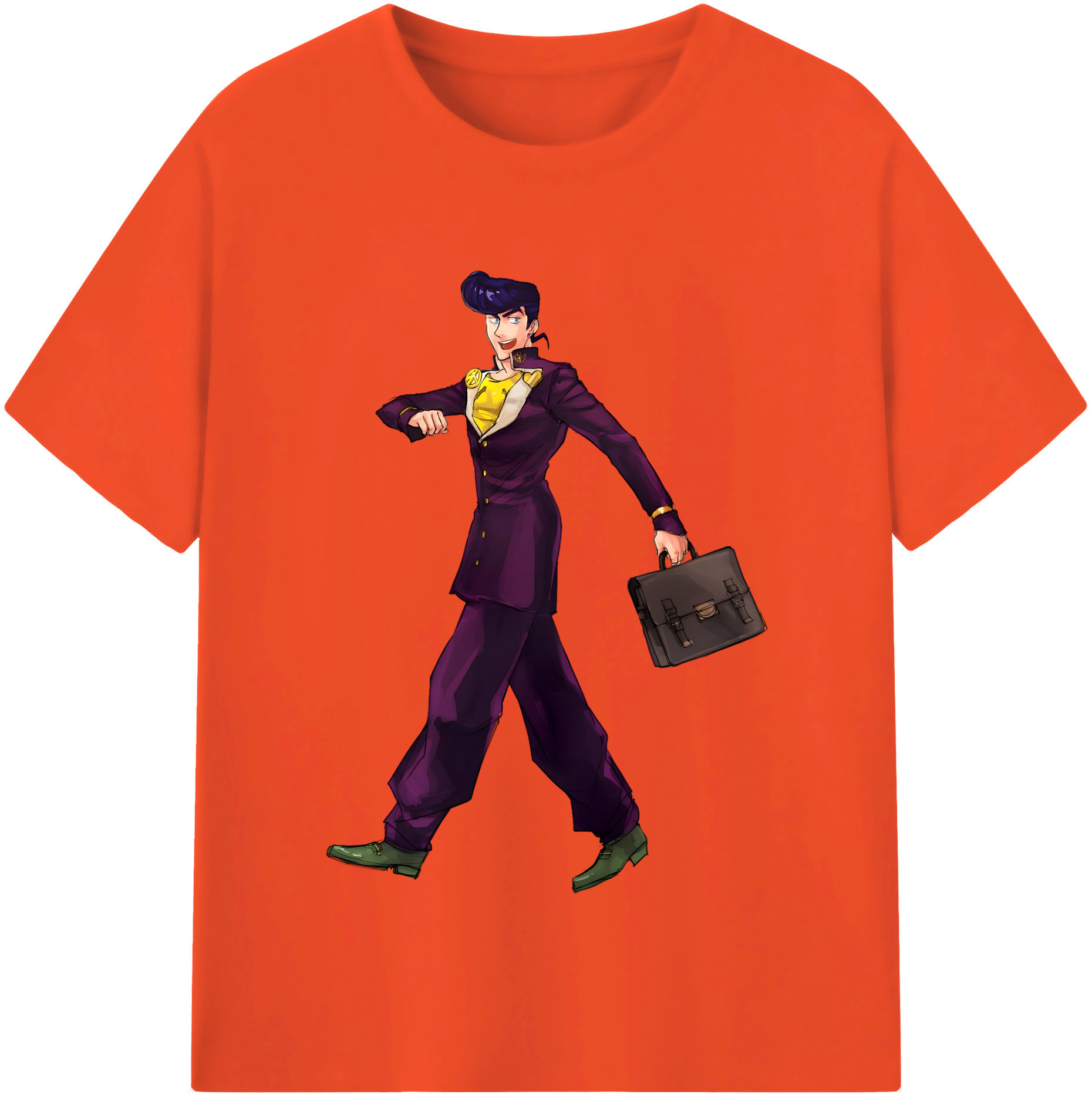 （画像用） ジョジョの奇妙な冒険 ひがしかた じょうすけ JoJo's Bizarre Adventure Higashikata Josuke 綿100％半袖Tシャツ（フロントプリント）