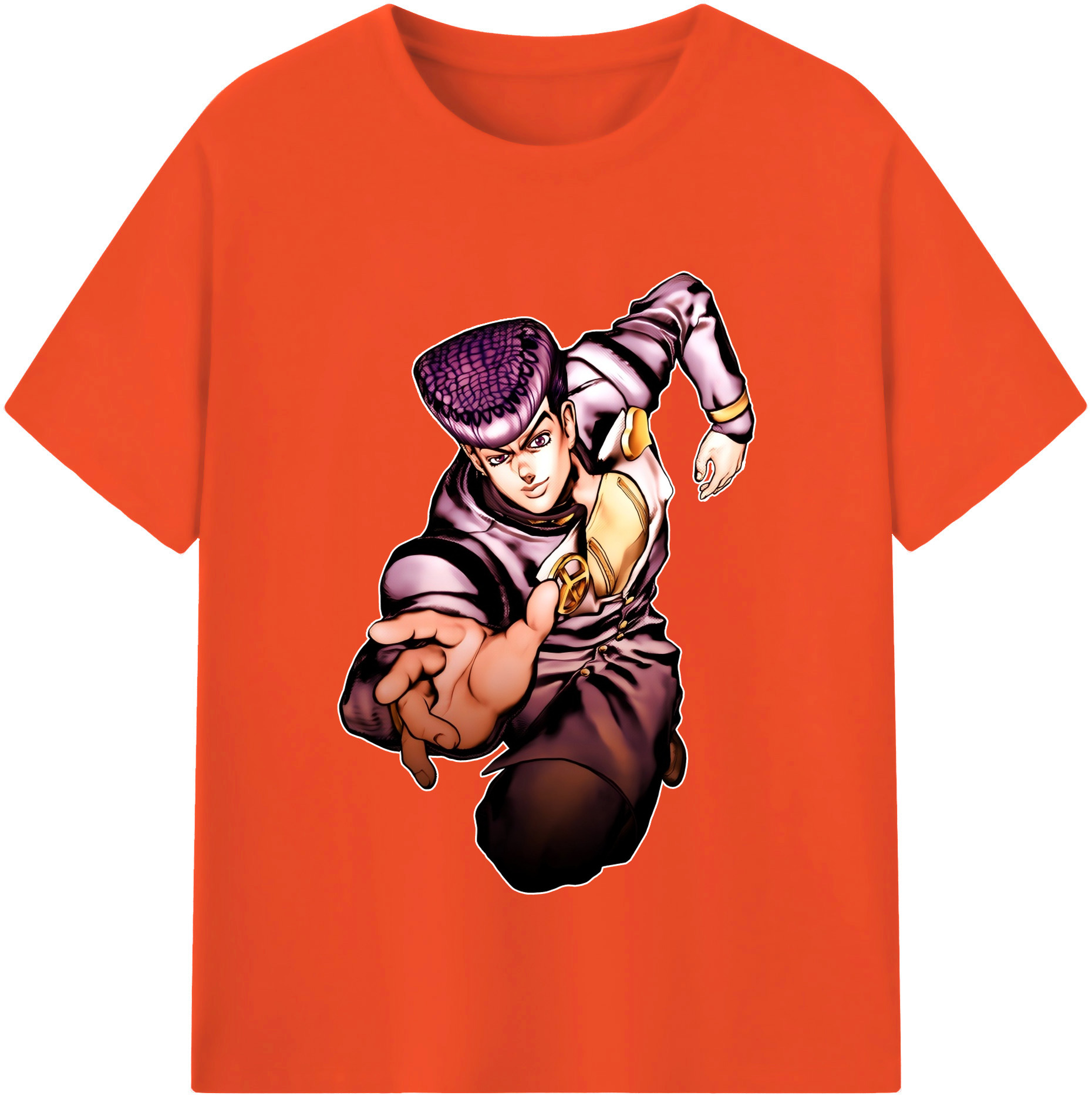 （画像用） ジョジョの奇妙な冒険 ひがしかた じょうすけ JoJo's Bizarre Adventure Higashikata Josuke 綿100％半袖Tシャツ（フロントプリント）