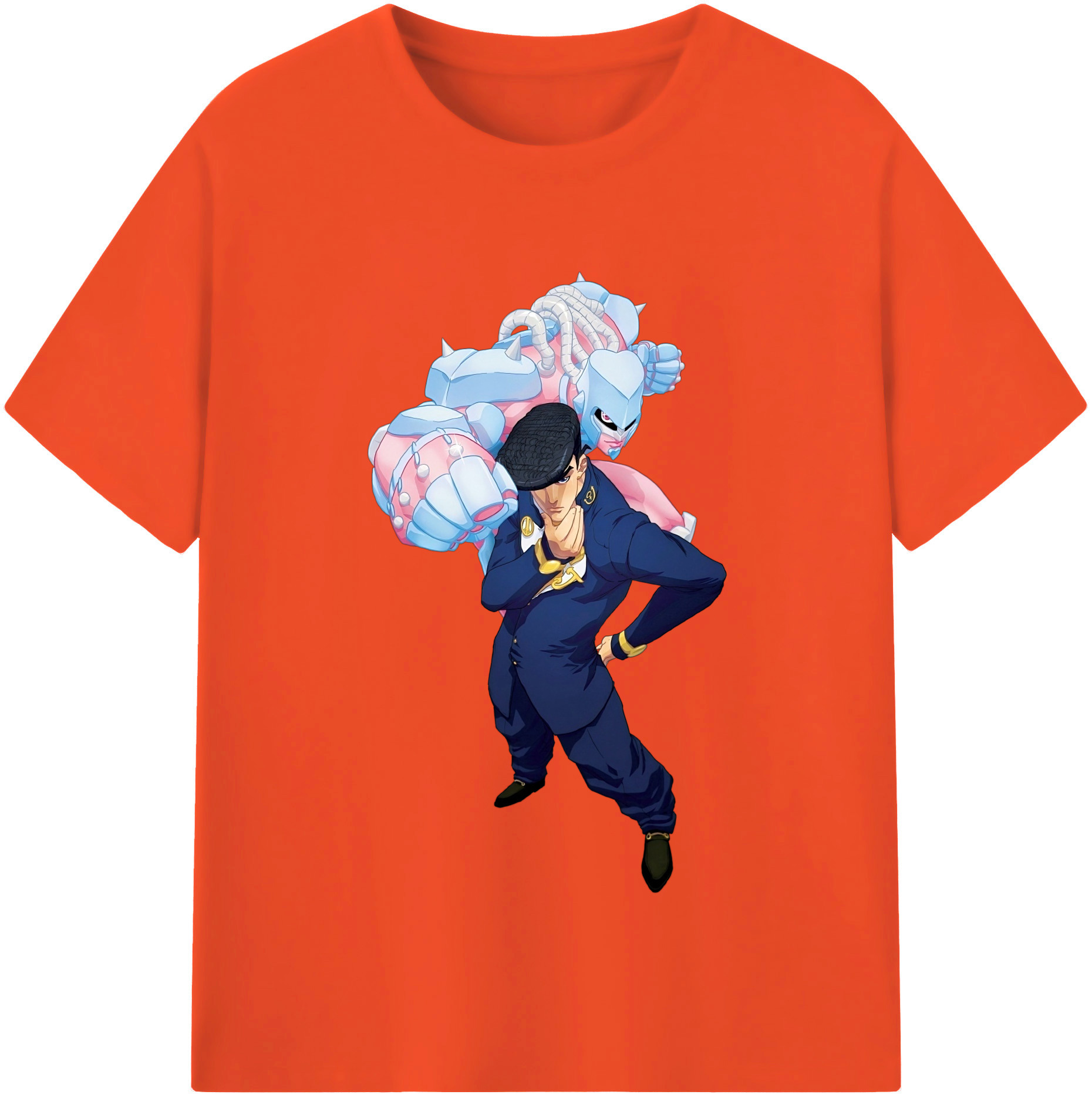 （画像用） ジョジョの奇妙な冒険 ひがしかた じょうすけ JoJo's Bizarre Adventure Higashikata Josuke 綿100％半袖Tシャツ（フロントプリント）