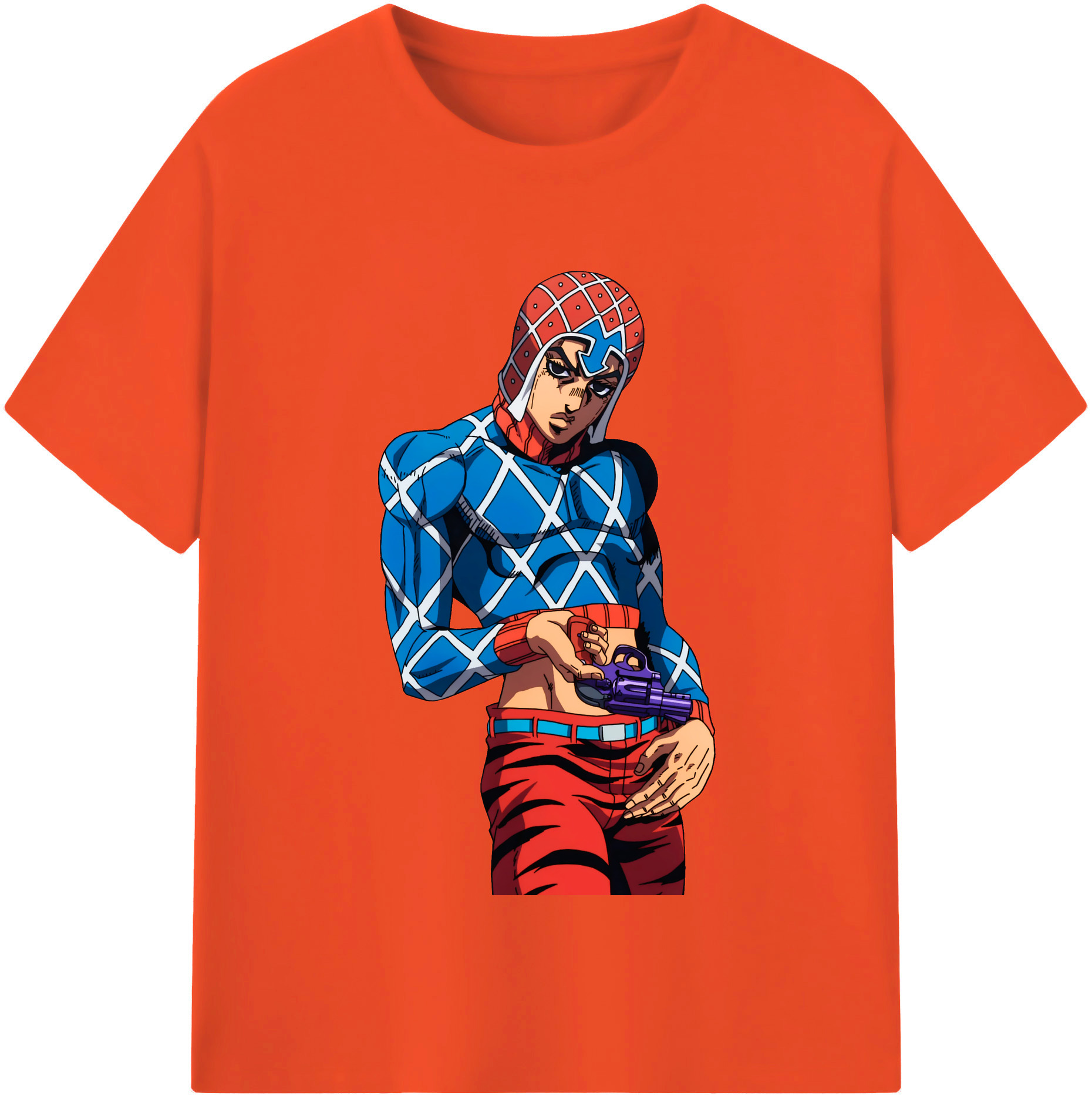 （画像用） ジョジョの奇妙な冒険 グイード?ミスタ JoJo's Bizarre Adventure Guido Mista 綿100％半袖Tシャツ（フロントプリント）