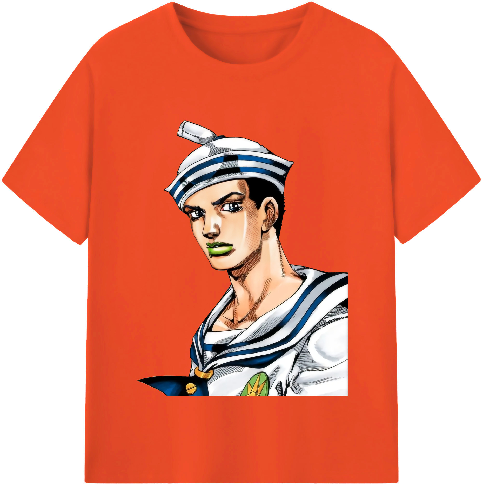 （画像用） ジョジョの奇妙な冒険 東方定助 JoJo's Bizarre Adventure Higashikata Josuke 綿100％半袖Tシャツ（フロントプリント）