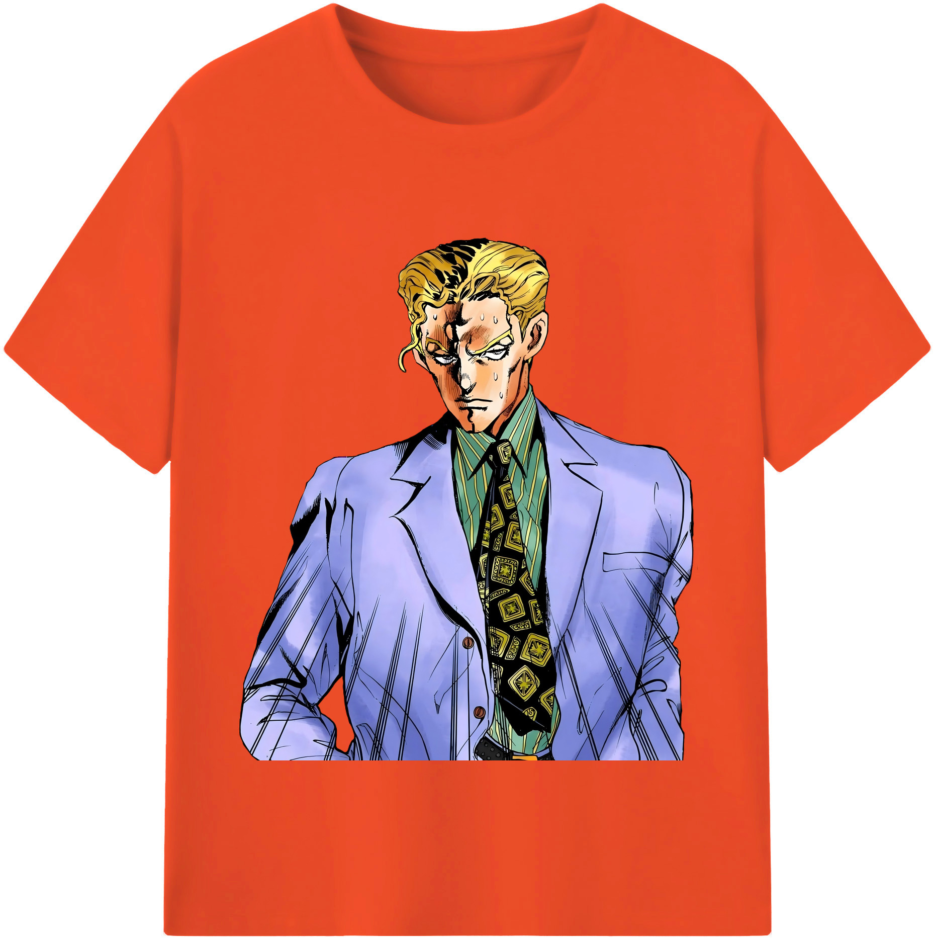 （画像用） ジョジョの奇妙な冒険 きら よしかげ JoJo's Bizarre Adventure Kira Yoshikage 綿100％半袖Tシャツ（フロントプリント）