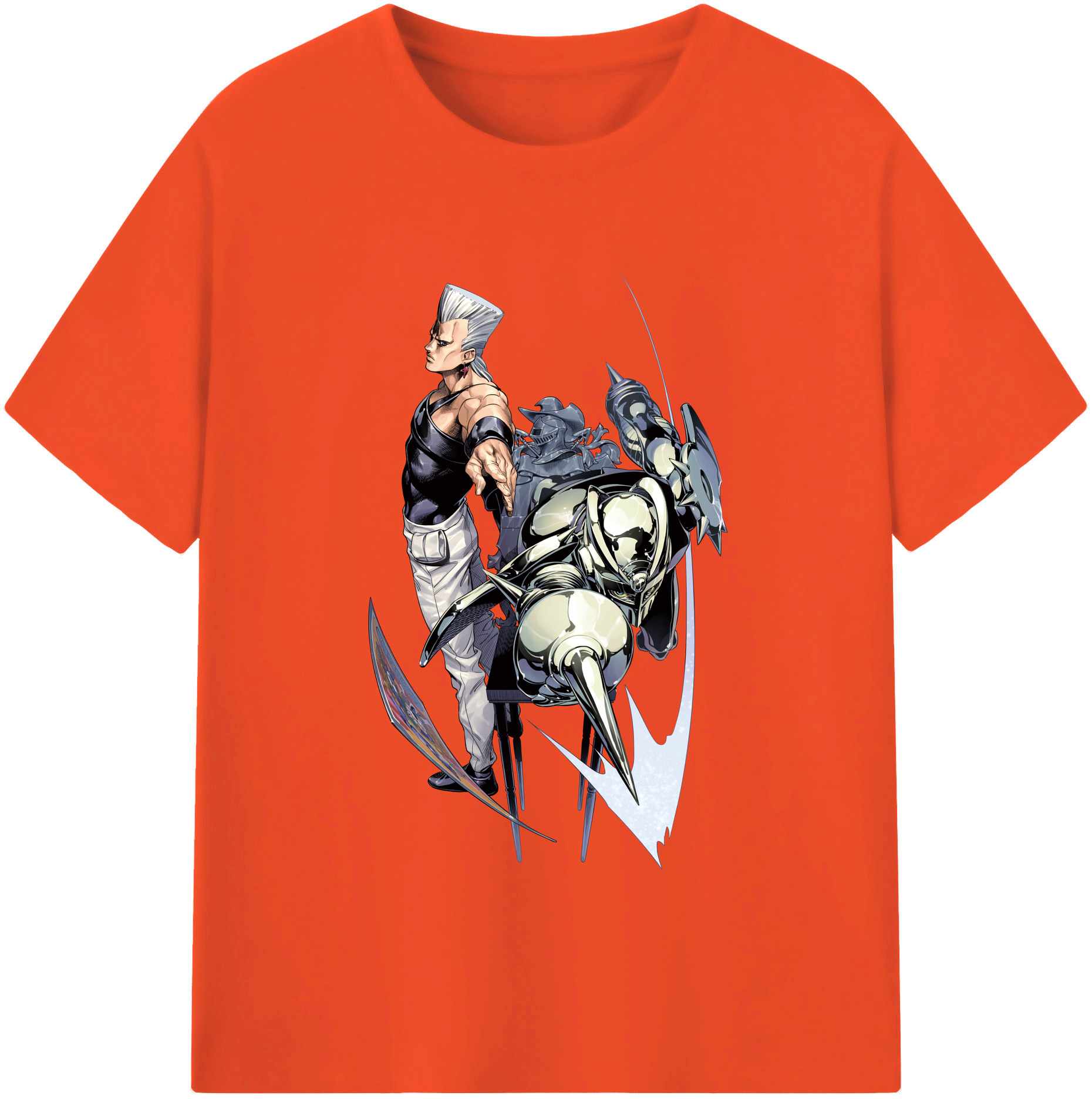 （画像用） ジョジョの奇妙な冒険 ジャン＝ピエール?ポルナレフ JoJo's Bizarre Adventure Jan Pierre Polnareff 綿100％半袖Tシャツ（フロントプリント）