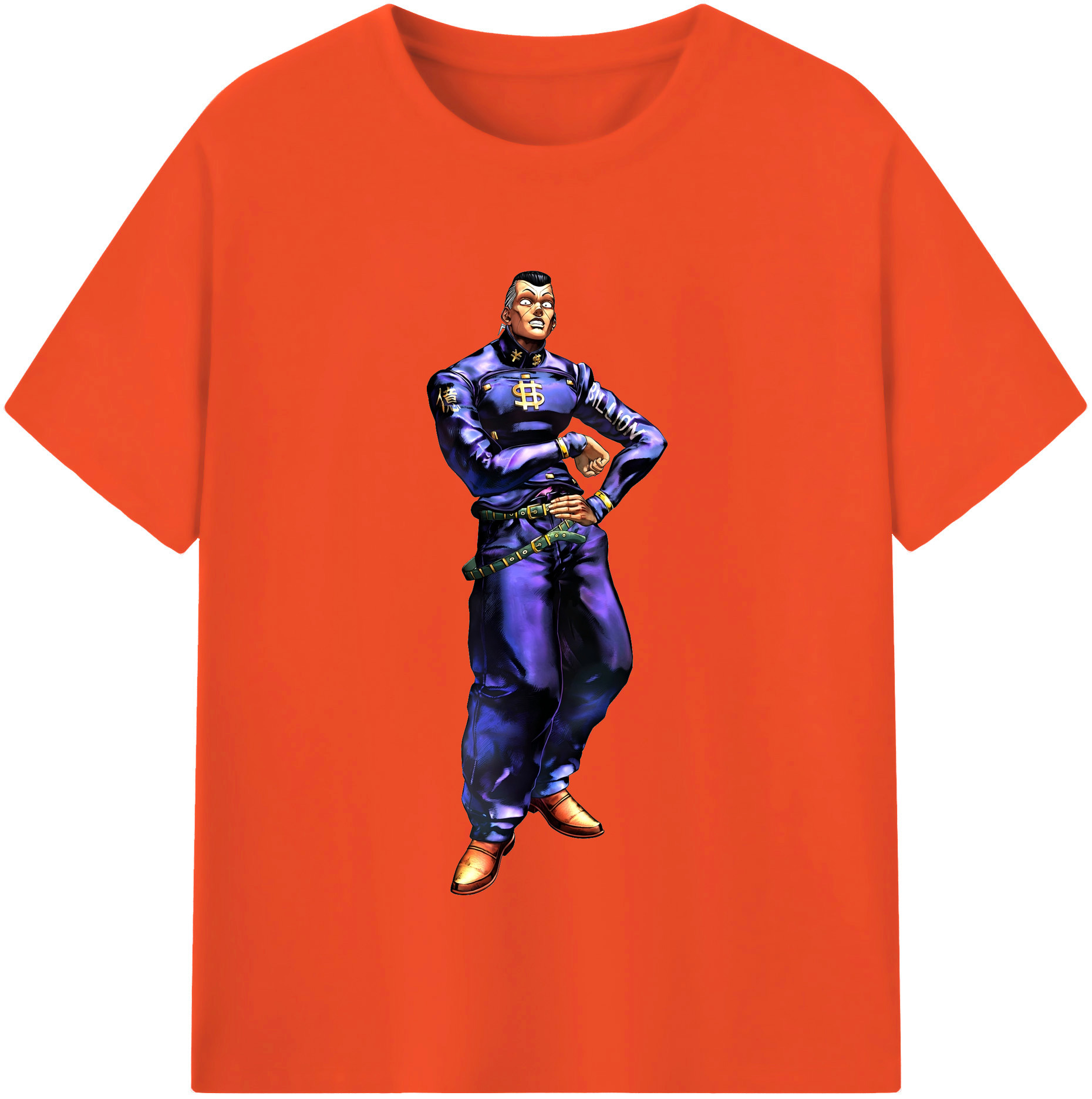 （画像用） ジョジョの奇妙な冒険 虹村億泰 にじむら おくやす JoJo's Bizarre Adventure Nijimura Okuyasu 綿100％半袖Tシャツ（フロントプリント）