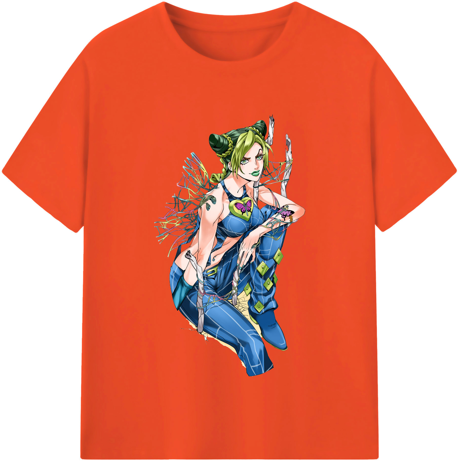 （画像用） "ジョジョの奇妙な冒険 くうじょう ジョリーン JoJo's Bizarre Adventure Jolyne Cujoh " 綿100％半袖Tシャツ（フロントプリント）