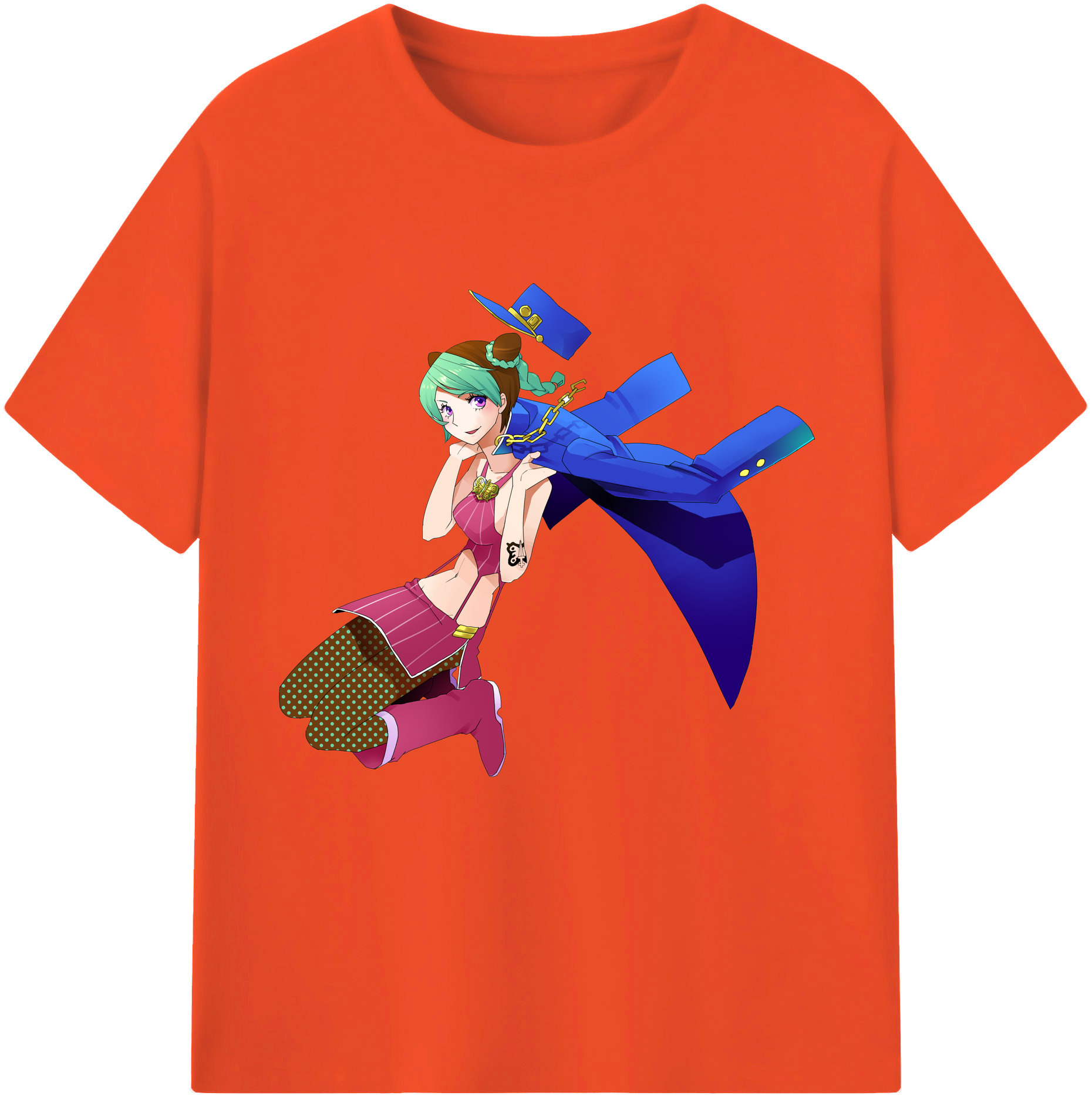 （画像用） "ジョジョの奇妙な冒険 くうじょう ジョリーン JoJo's Bizarre Adventure Jolyne Cujoh " 綿100％半袖Tシャツ（フロントプリント）