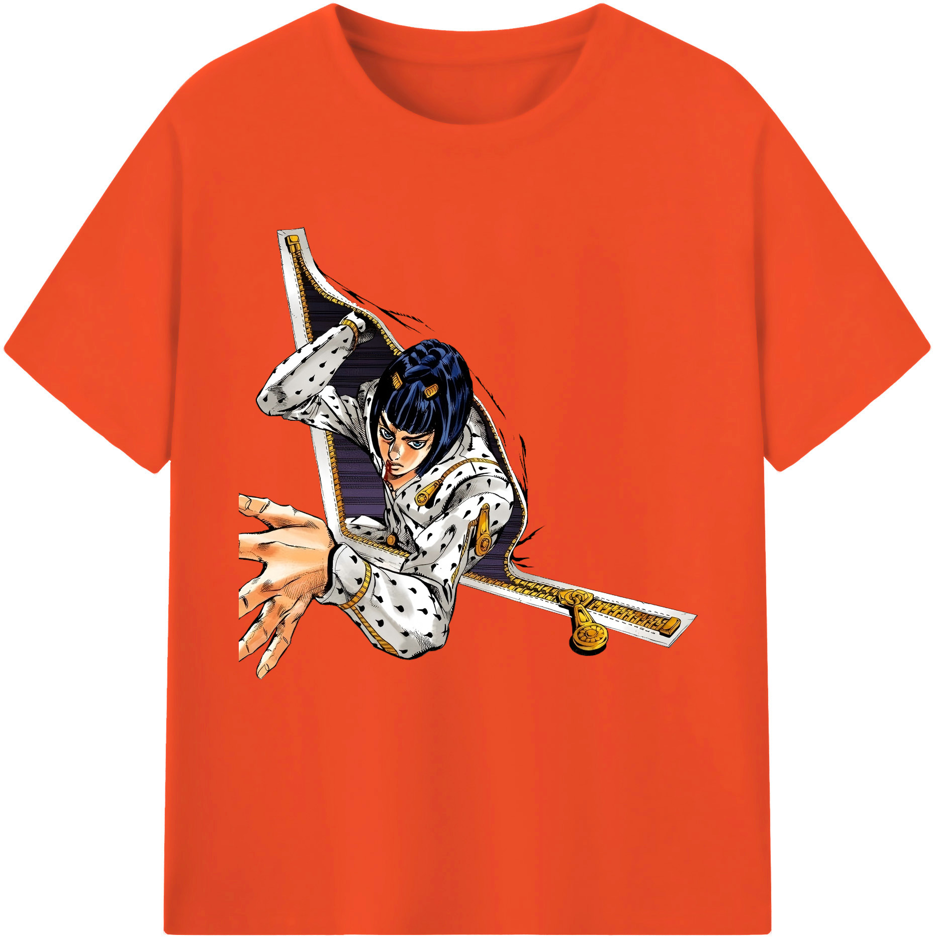 （画像用） ジョジョの奇妙な冒険 ブローノ?ブチャラティ JoJo's Bizarre Adventure Bruno Bucciarati 綿100％半袖Tシャツ（フロントプリント）