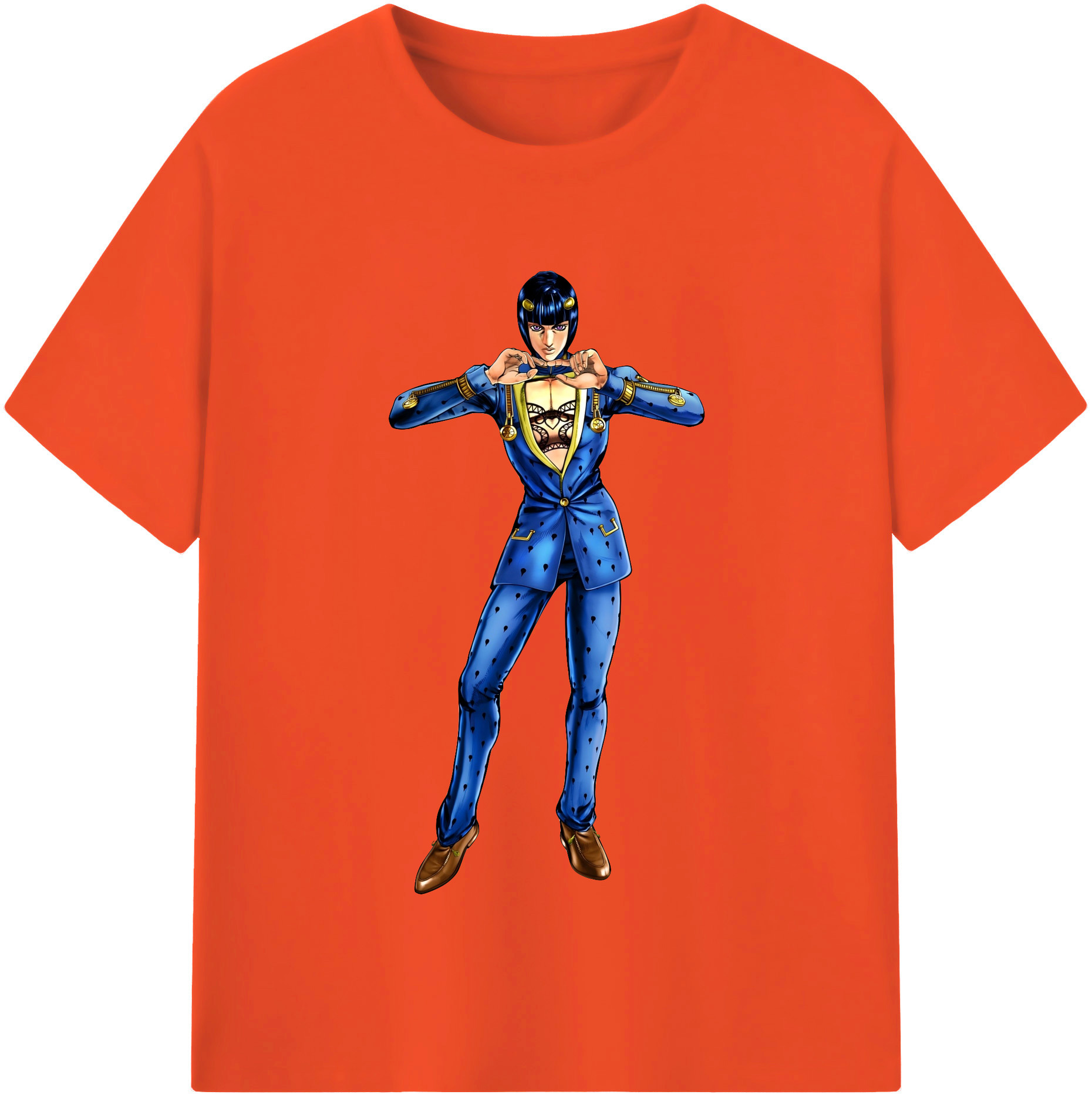 （画像用） ジョジョの奇妙な冒険 ブローノ?ブチャラティ JoJo's Bizarre Adventure Bruno Bucciarati 綿100％半袖Tシャツ（フロントプリント）