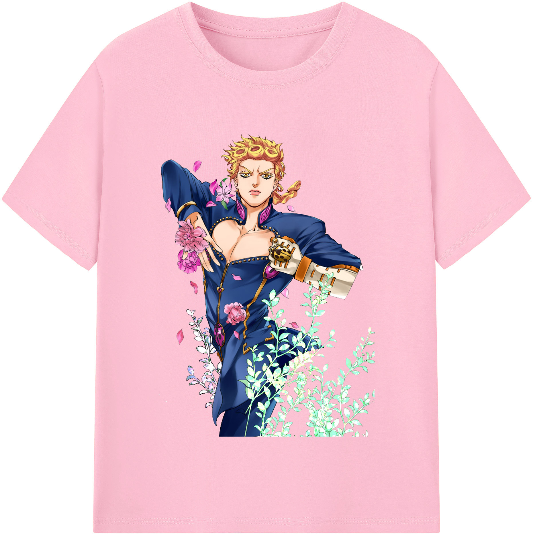 （画像用） ジョジョの奇妙な冒険 ジョルノ?ジョバァーナ JoJo's Bizarre Adventure Giorno Giovanna 綿100％半袖Tシャツ（フロントプリント）