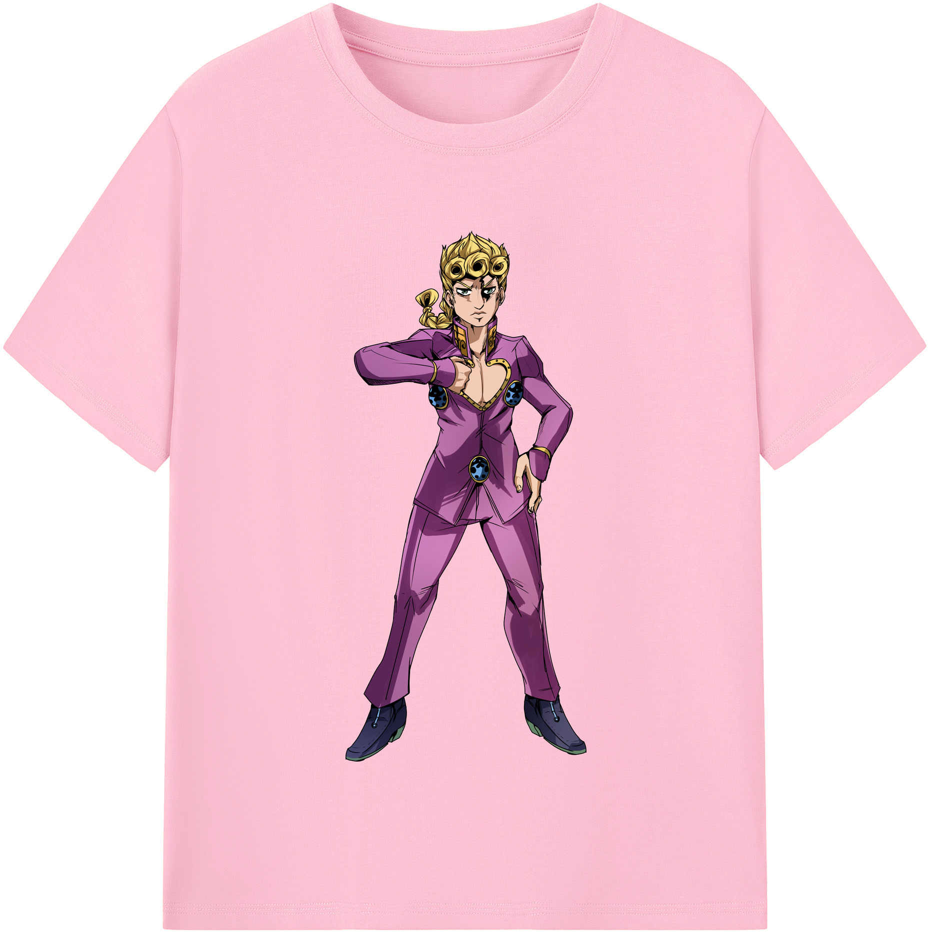（画像用） ジョジョの奇妙な冒険 ジョルノ?ジョバァーナ JoJo's Bizarre Adventure Giorno Giovanna 綿100％半袖Tシャツ（フロントプリント）