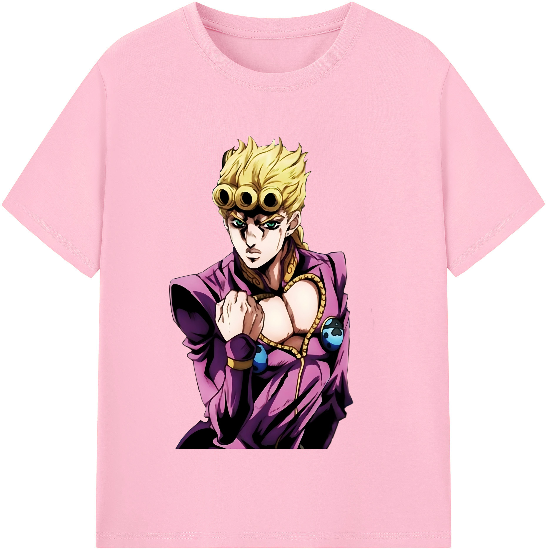 （画像用） ジョジョの奇妙な冒険 ジョルノ?ジョバァーナ JoJo's Bizarre Adventure Giorno Giovanna 綿100％半袖Tシャツ（フロントプリント）