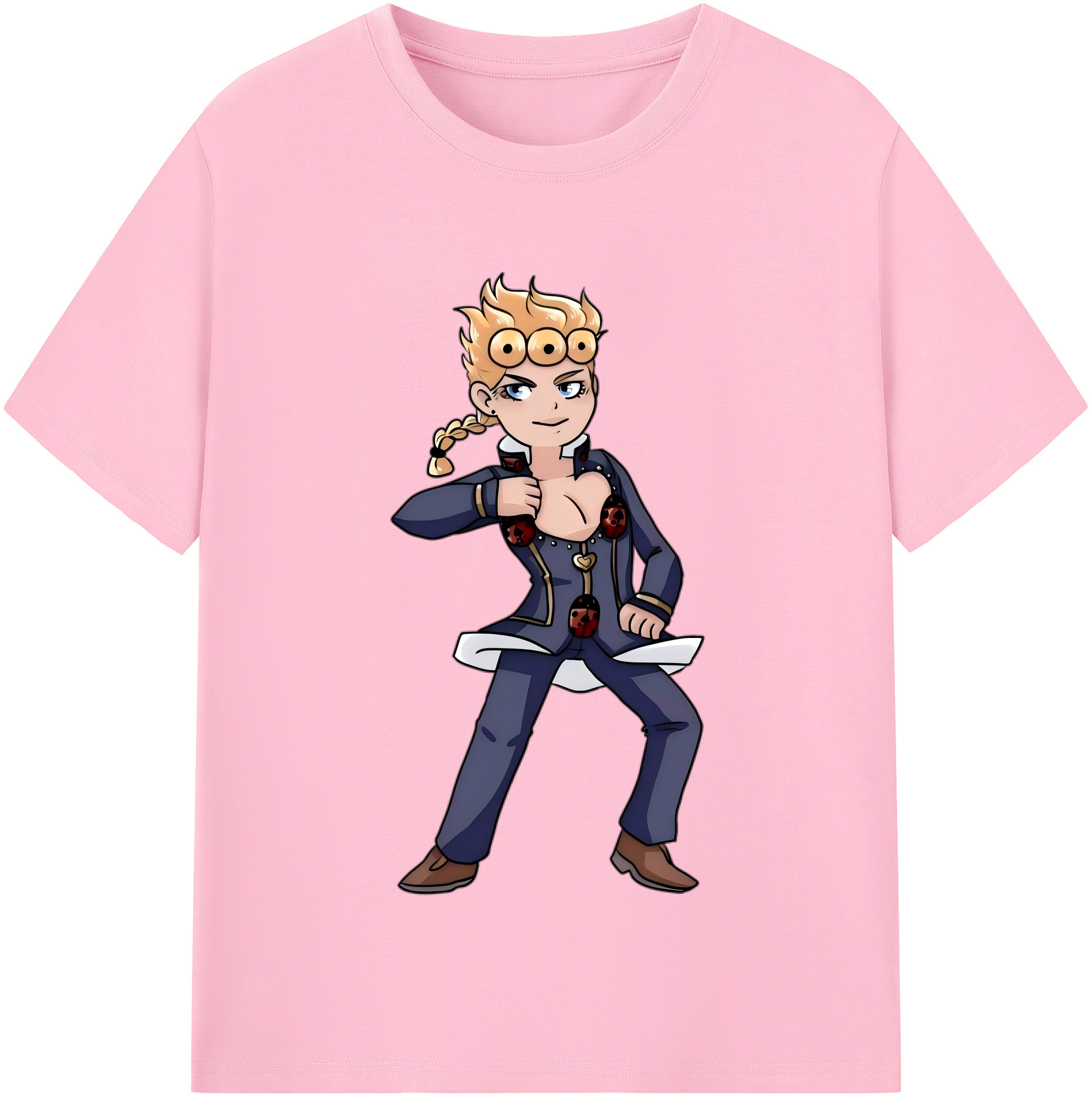 （画像用） ジョジョの奇妙な冒険 ジョルノ?ジョバァーナ JoJo's Bizarre Adventure Giorno Giovanna 綿100％半袖Tシャツ（フロントプリント）