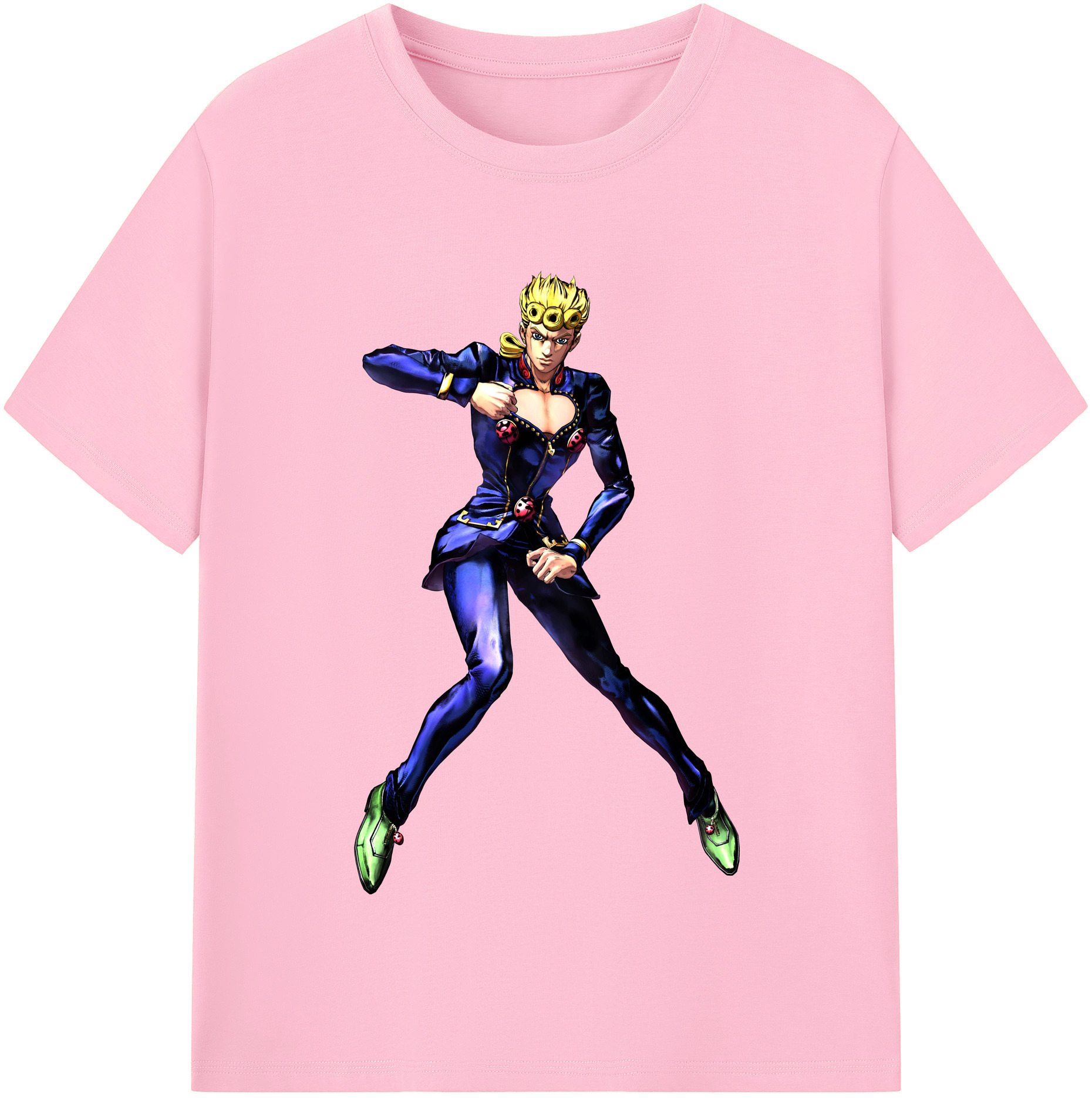 （画像用） ジョジョの奇妙な冒険 ジョルノ?ジョバァーナ JoJo's Bizarre Adventure Giorno Giovanna 綿100％半袖Tシャツ（フロントプリント）