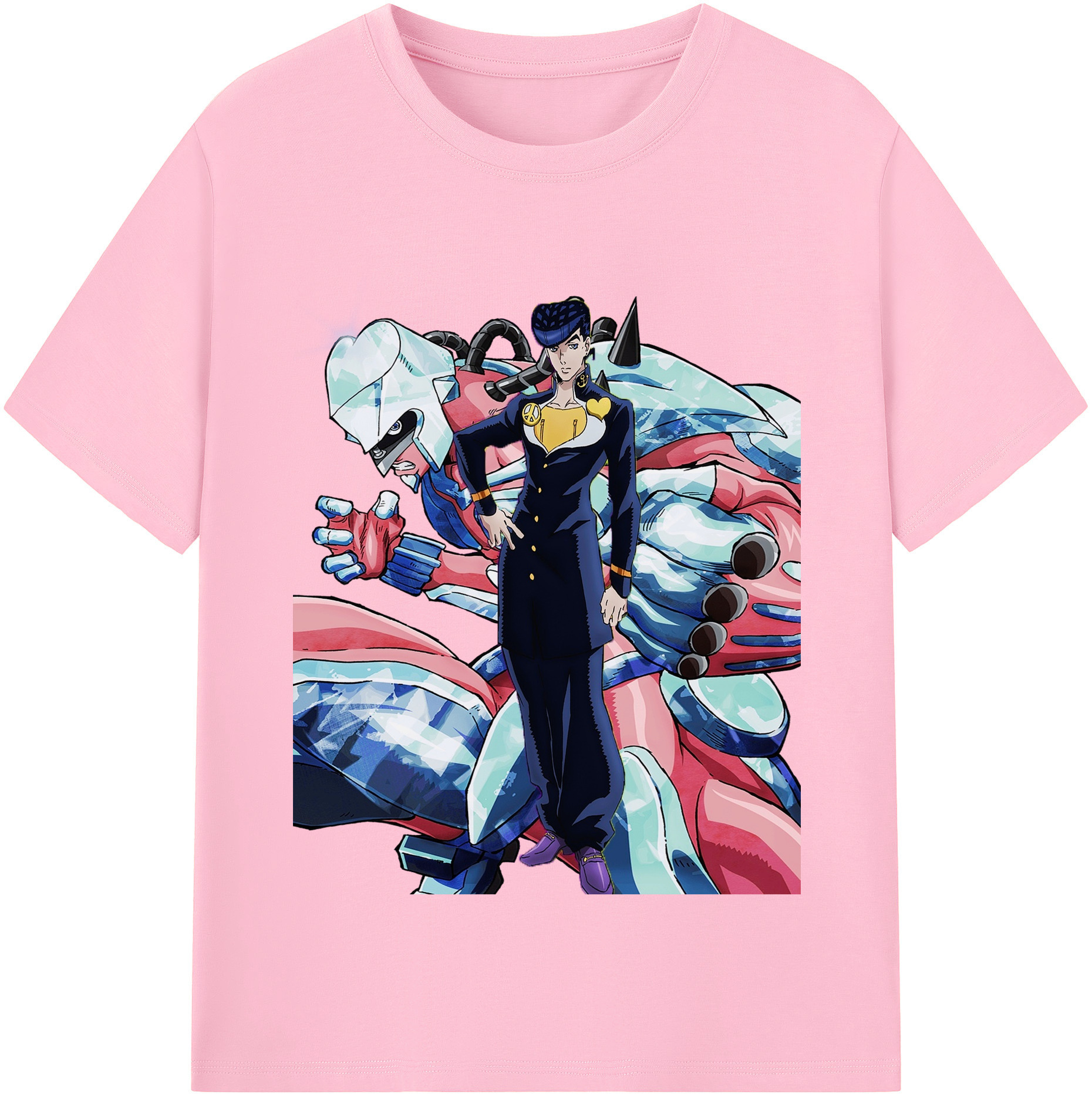 （画像用） ジョジョの奇妙な冒険 ひがしかた じょうすけ JoJo's Bizarre Adventure Higashikata Josuke 綿100％半袖Tシャツ（フロントプリント）