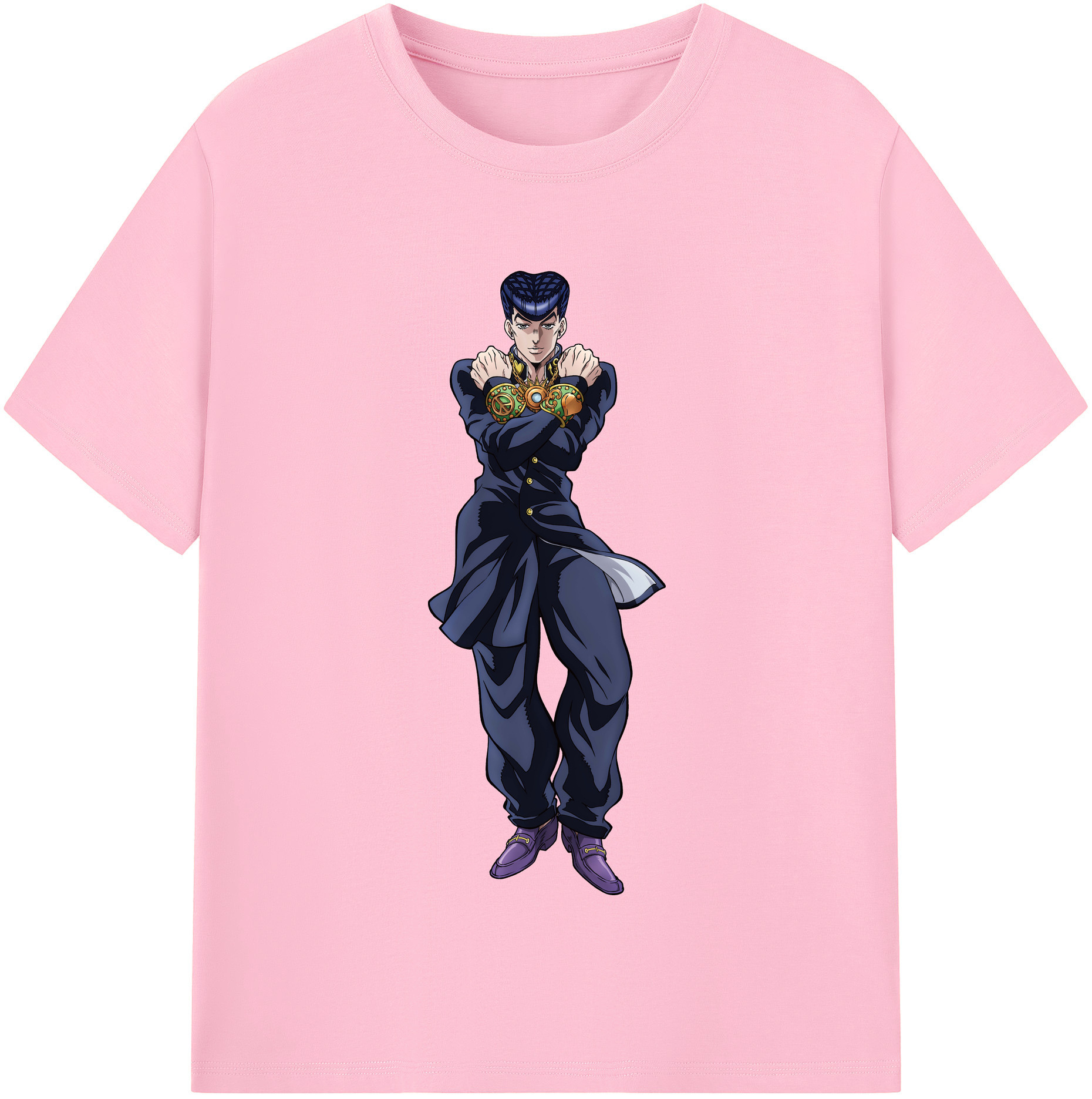 （画像用） ジョジョの奇妙な冒険 ひがしかた じょうすけ JoJo's Bizarre Adventure Higashikata Josuke 綿100％半袖Tシャツ（フロントプリント）