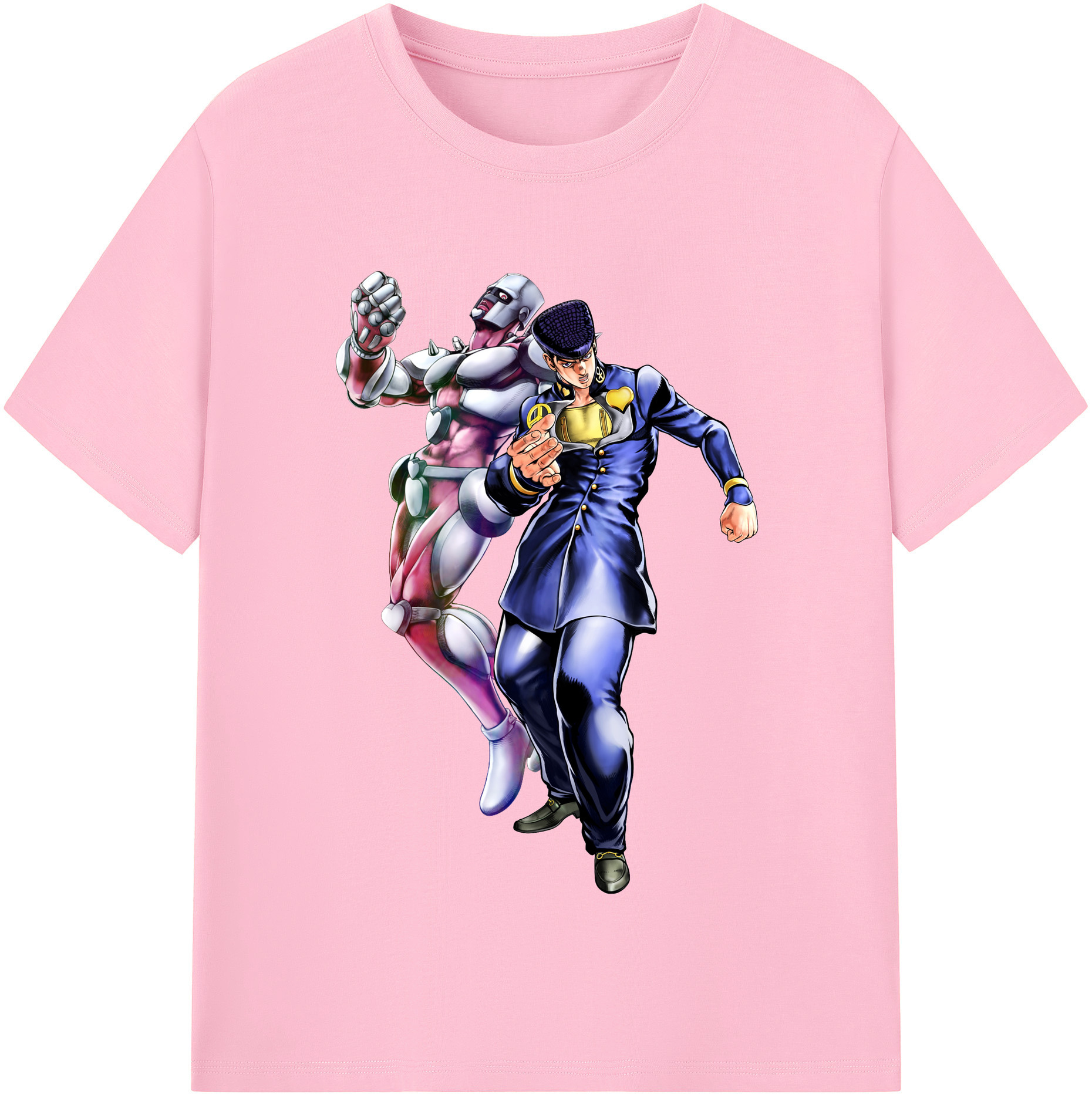 （画像用） ジョジョの奇妙な冒険 ひがしかた じょうすけ JoJo's Bizarre Adventure Higashikata Josuke 綿100％半袖Tシャツ（フロントプリント）
