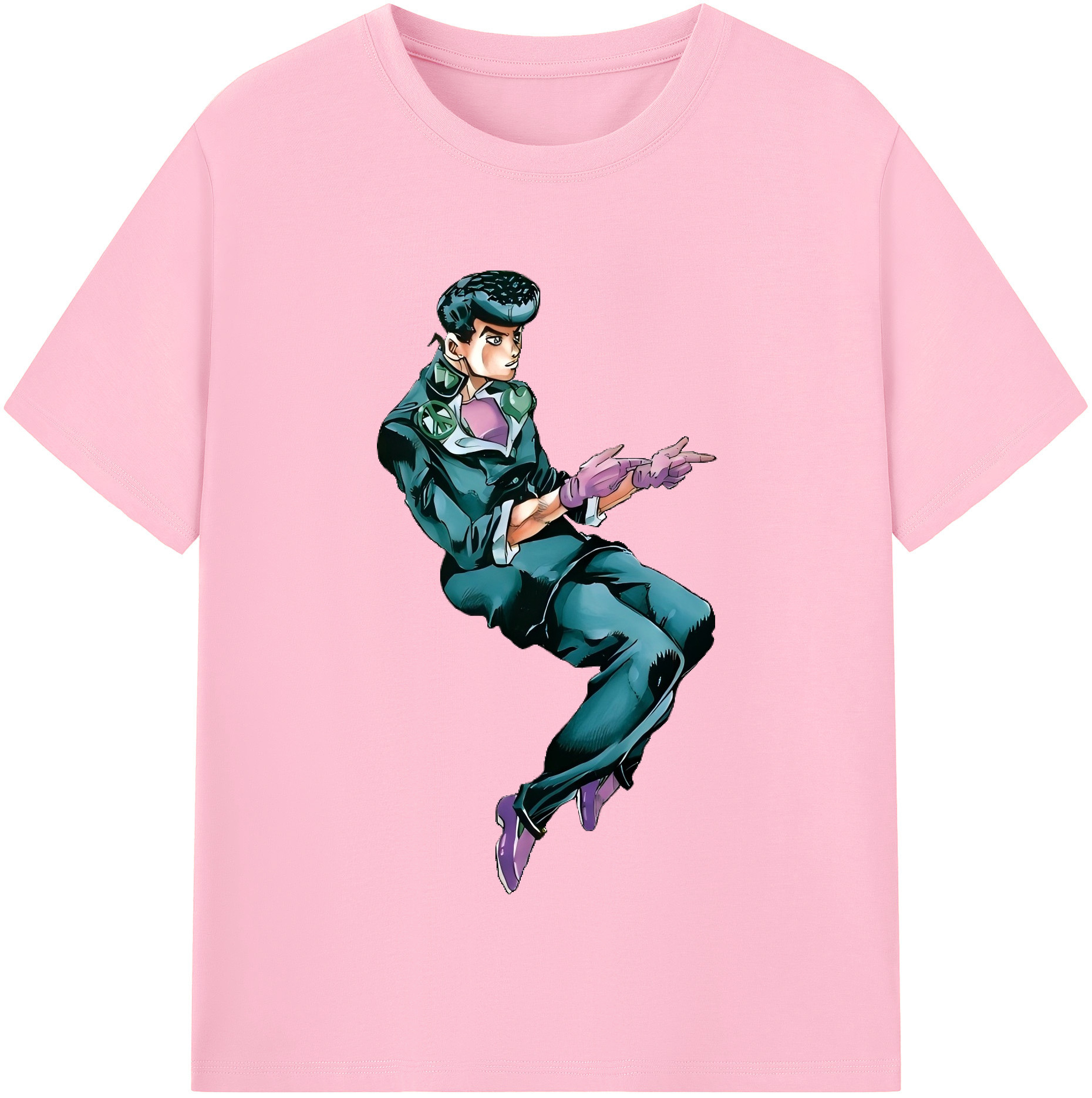 （画像用） ジョジョの奇妙な冒険 ひがしかた じょうすけ JoJo's Bizarre Adventure Higashikata Josuke 綿100％半袖Tシャツ（フロントプリント）