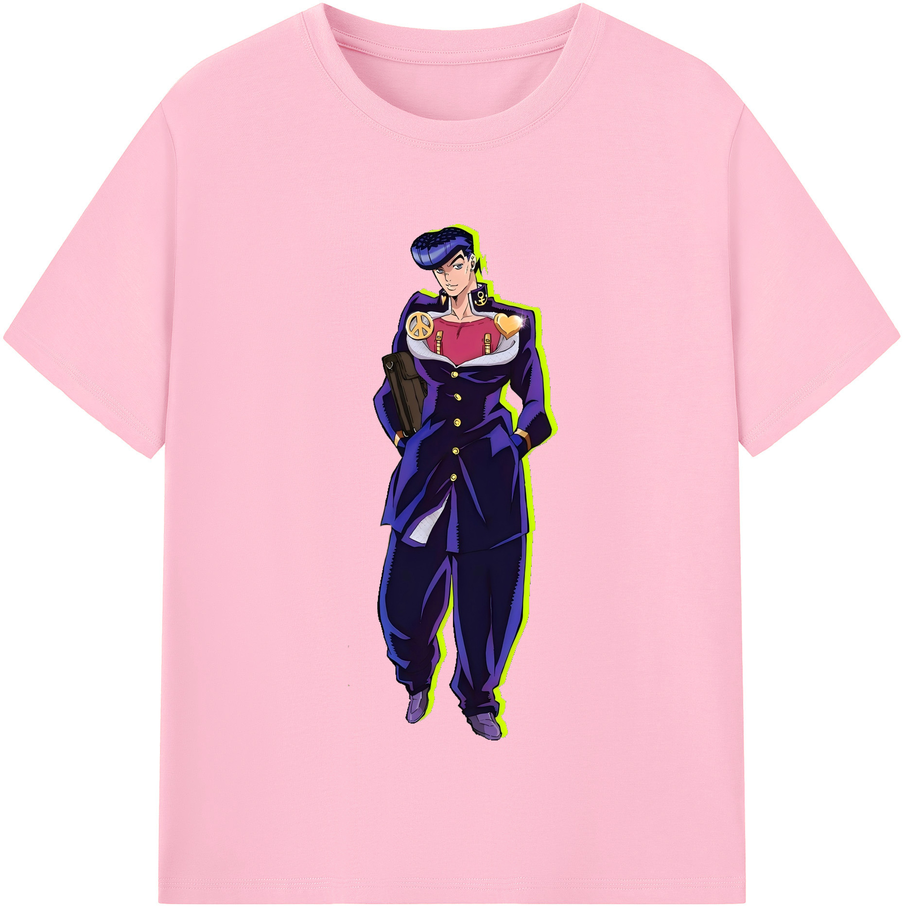（画像用） ジョジョの奇妙な冒険 ひがしかた じょうすけ JoJo's Bizarre Adventure Higashikata Josuke 綿100％半袖Tシャツ（フロントプリント）