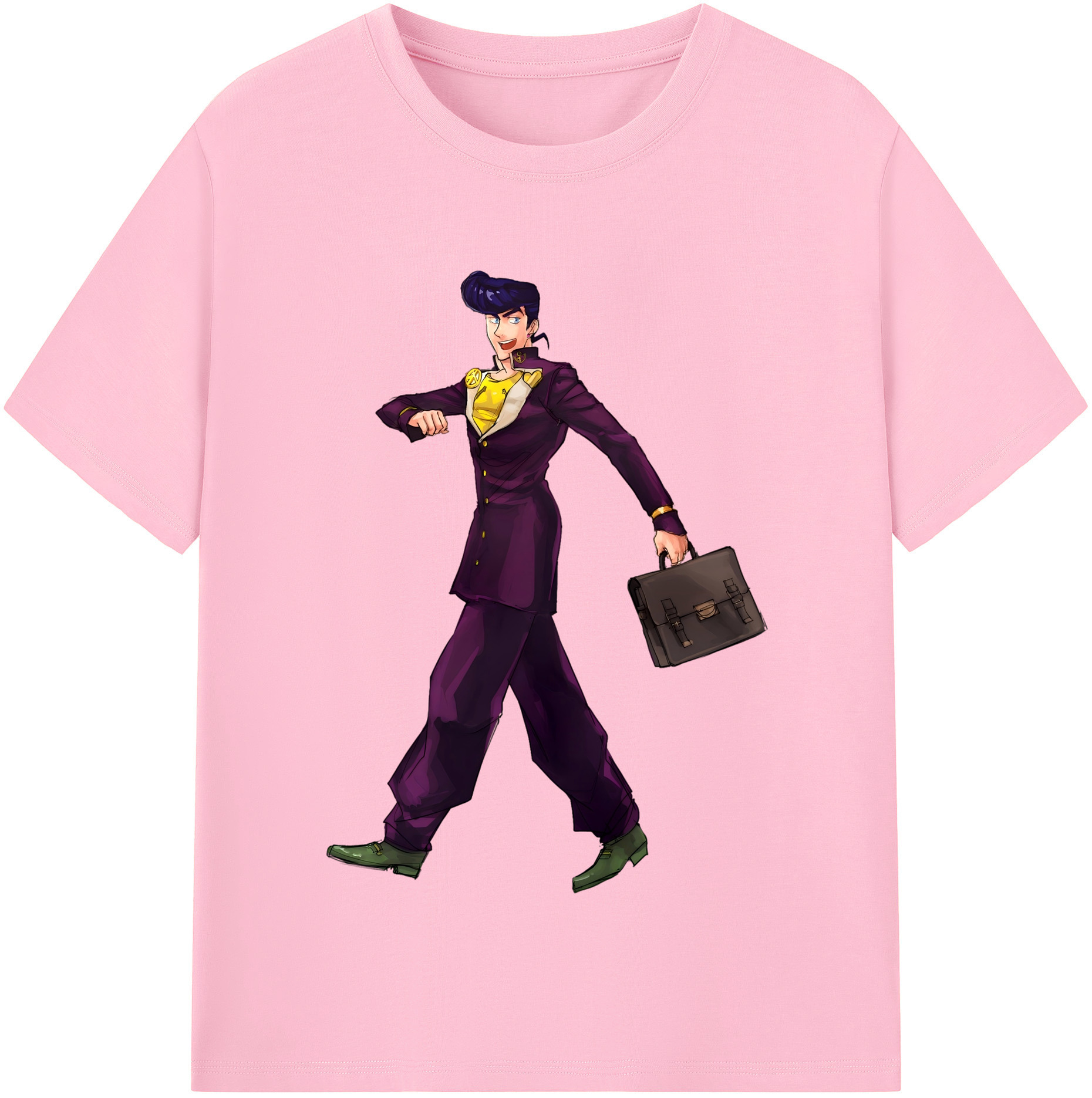 （画像用） ジョジョの奇妙な冒険 ひがしかた じょうすけ JoJo's Bizarre Adventure Higashikata Josuke 綿100％半袖Tシャツ（フロントプリント）