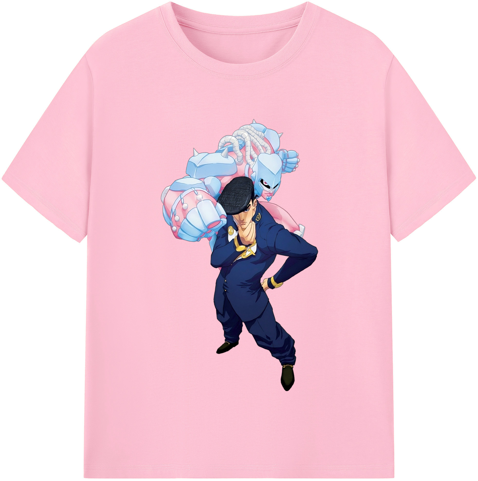 （画像用） ジョジョの奇妙な冒険 ひがしかた じょうすけ JoJo's Bizarre Adventure Higashikata Josuke 綿100％半袖Tシャツ（フロントプリント）
