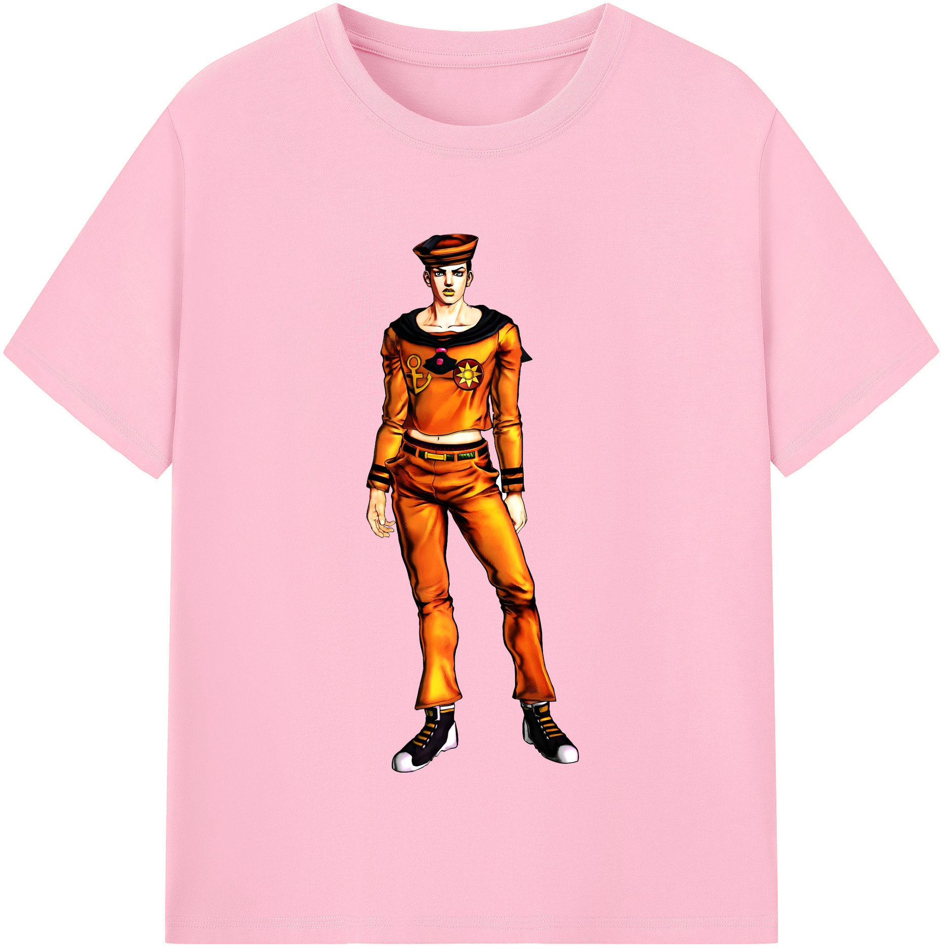 （画像用） ジョジョの奇妙な冒険 東方定助 JoJo's Bizarre Adventure Higashikata Josuke 綿100％半袖Tシャツ（フロントプリント）