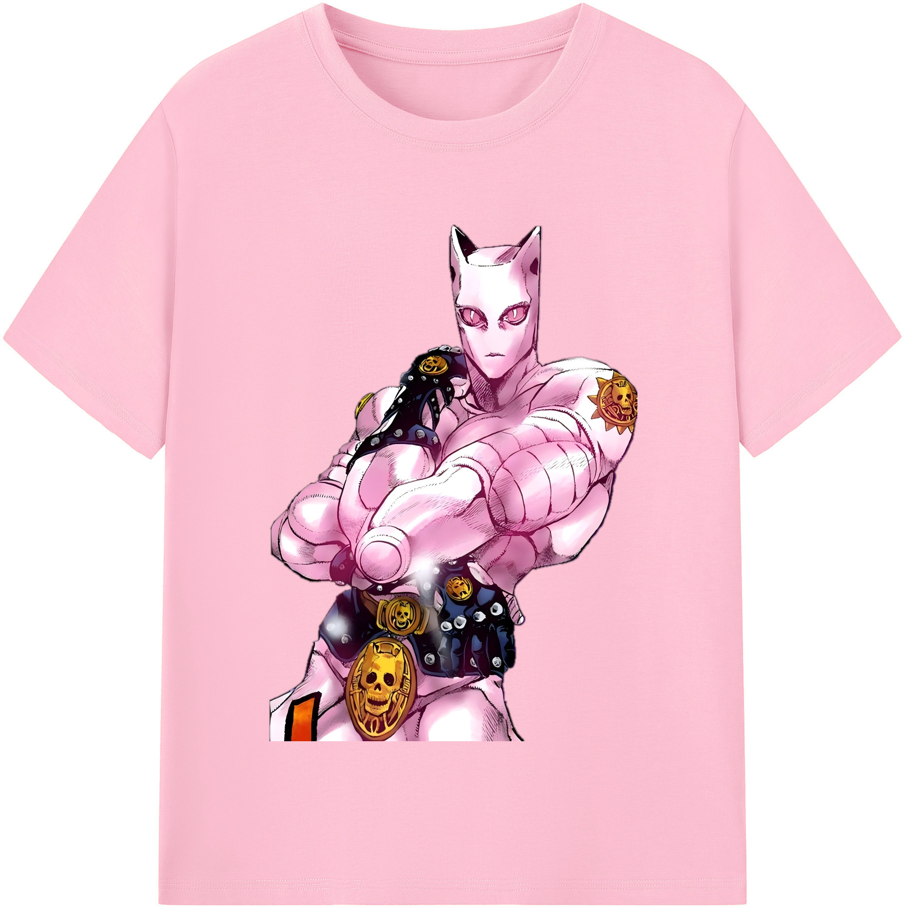 （画像用） ジョジョの奇妙な冒険 きら よしかげ JoJo's Bizarre Adventure Kira Yoshikage 綿100％半袖Tシャツ（フロントプリント）