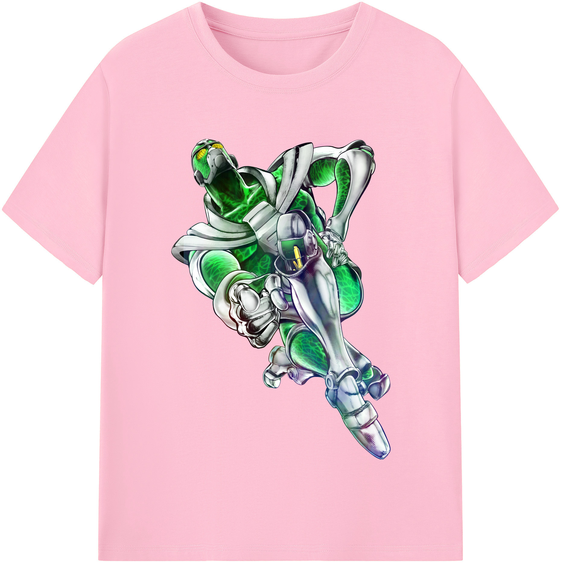 （画像用） ジョジョの奇妙な冒険 花京院 典明（かきょういん のりあき） JoJo's Bizarre Adventure Kakyoin Noriaki 綿100％半袖Tシャツ（フロントプリント）