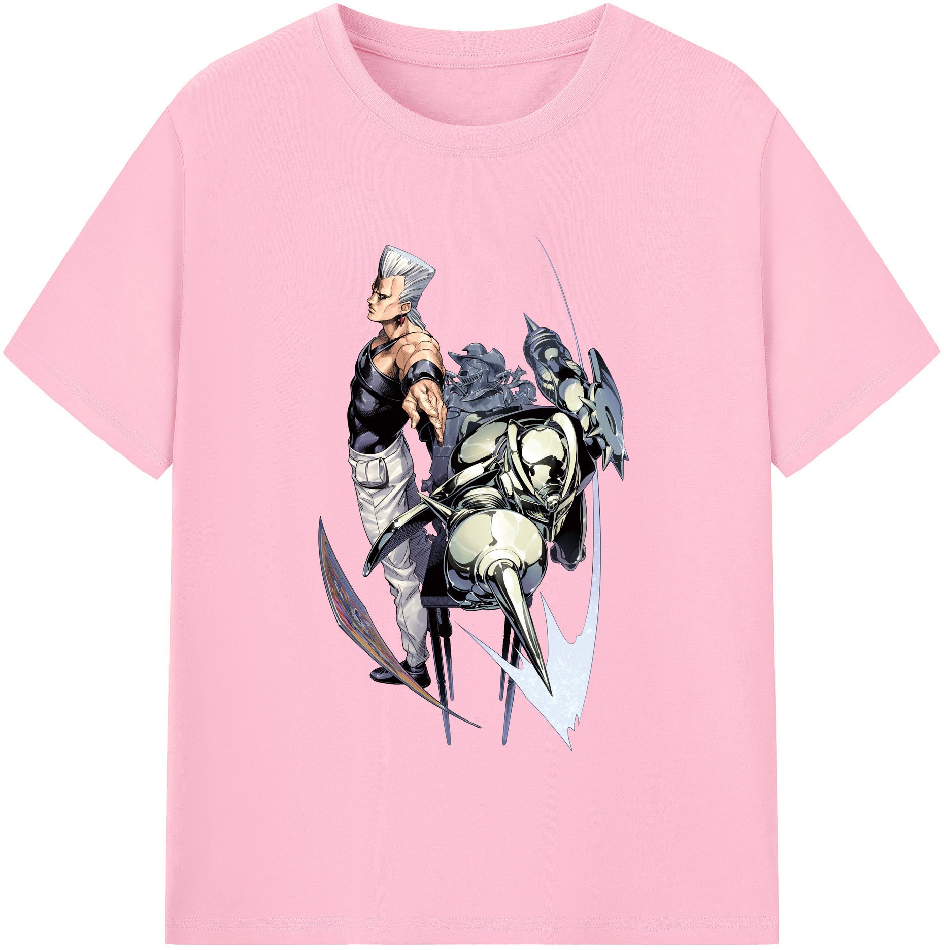 （画像用） ジョジョの奇妙な冒険 ジャン＝ピエール?ポルナレフ JoJo's Bizarre Adventure Jan Pierre Polnareff 綿100％半袖Tシャツ（フロントプリント）