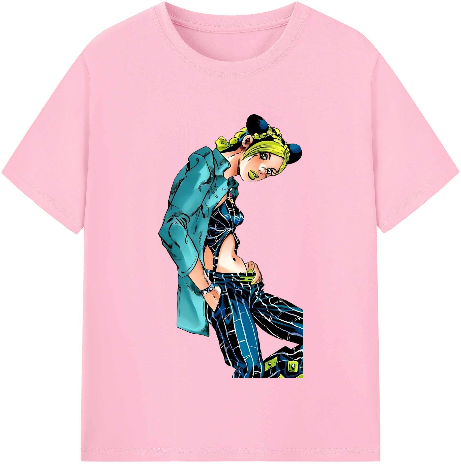 （画像用） "ジョジョの奇妙な冒険 くうじょう ジョリーン JoJo's Bizarre Adventure Jolyne Cujoh " 綿100％半袖Tシャツ（フロントプリント）