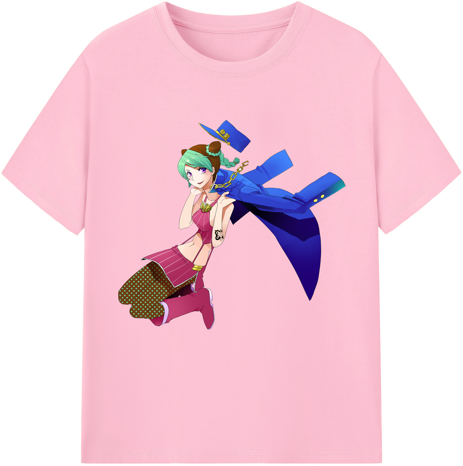 （画像用） "ジョジョの奇妙な冒険 くうじょう ジョリーン JoJo's Bizarre Adventure Jolyne Cujoh " 綿100％半袖Tシャツ（フロントプリント）